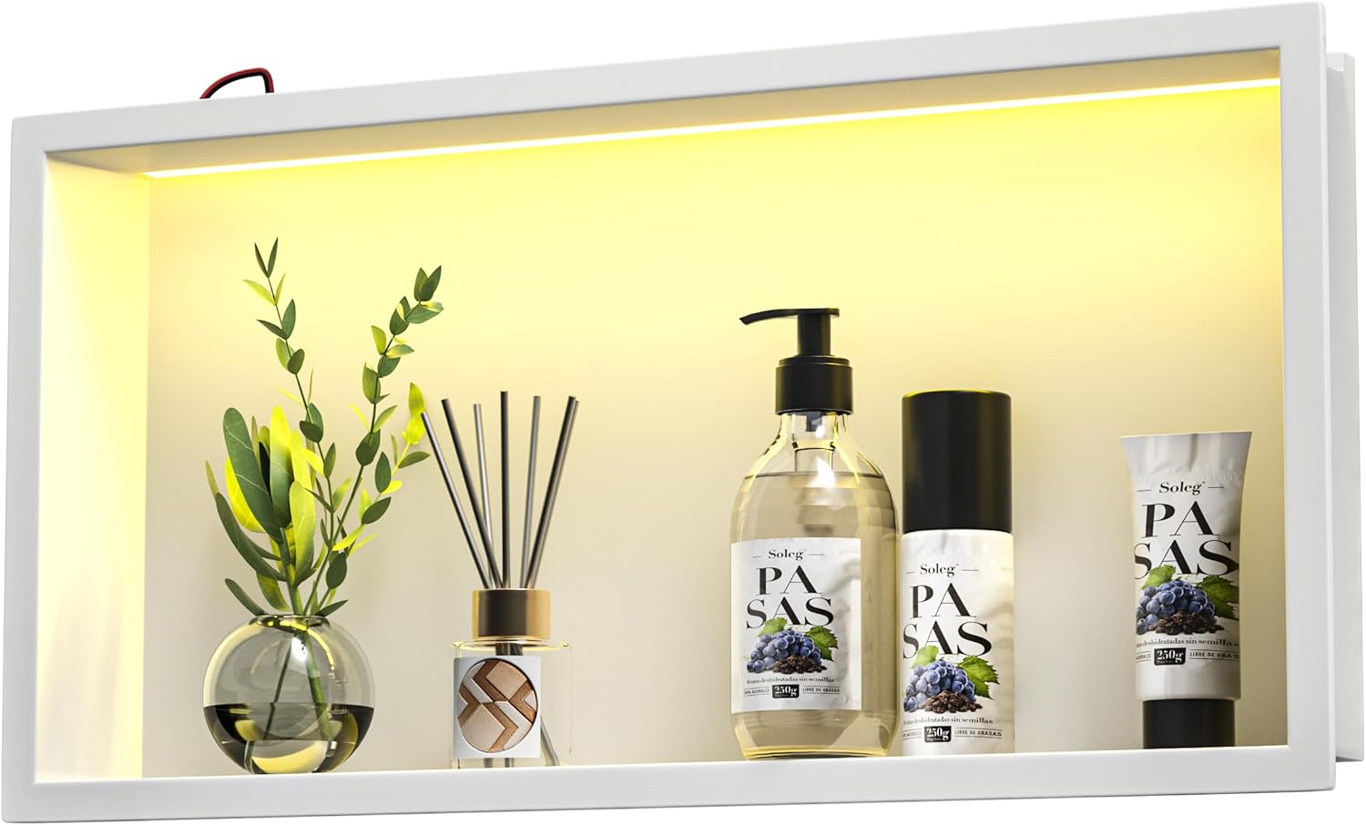 Led Shower Niche White 24" X 12" with RGB Light 304 Stainless Steel Niche Shower for Bathroom Storage Dimmable Waterproof Hardwired Horizontal Niches