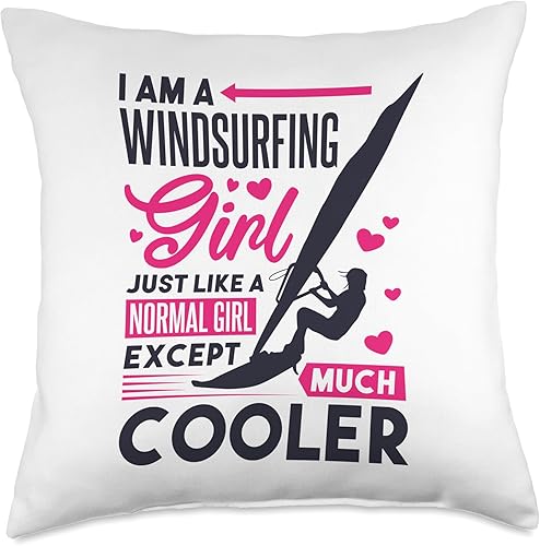 Windsurfing & Windsurf Surfing Designs Just Like A Normal Girl, Windsurfer Throw Pillow, 18x18, Multicolor