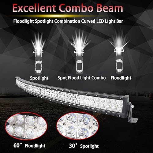 Miniatura 2 de RIGIDON Barra de luz curvada de 52 pulgadas y 300 W, doble fila de inundación, combo de 30000 lm, barra de luz LED impermeable para conducción,