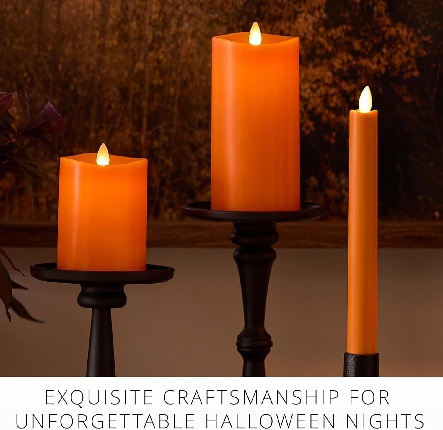 Luminara Flickering Flameless LED Candle, Battery Operated with Timer Function, Russet Orange Pillar 3"x 4.5" Inch, Real Wax Unscented Fall Home Indoor Decor, Remote Ready (Sold Separately),Melted Top