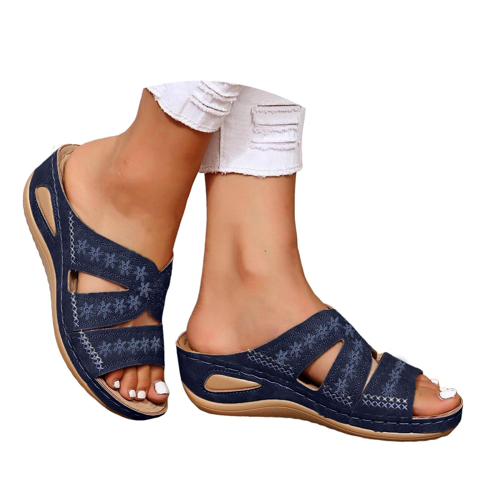 Sandals Womens Flip Flops 2026 Beach Slip On Open Toe Wedge Sandals for Women Dressy Summer Casual Comfortable Wedges Slippers