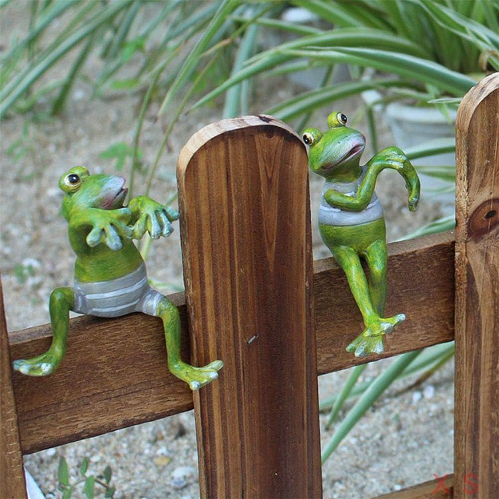 4 Pack Garden Frog Statues, Flowerpot Landscaping Tree-Hugger Statue Lawn Sculptures