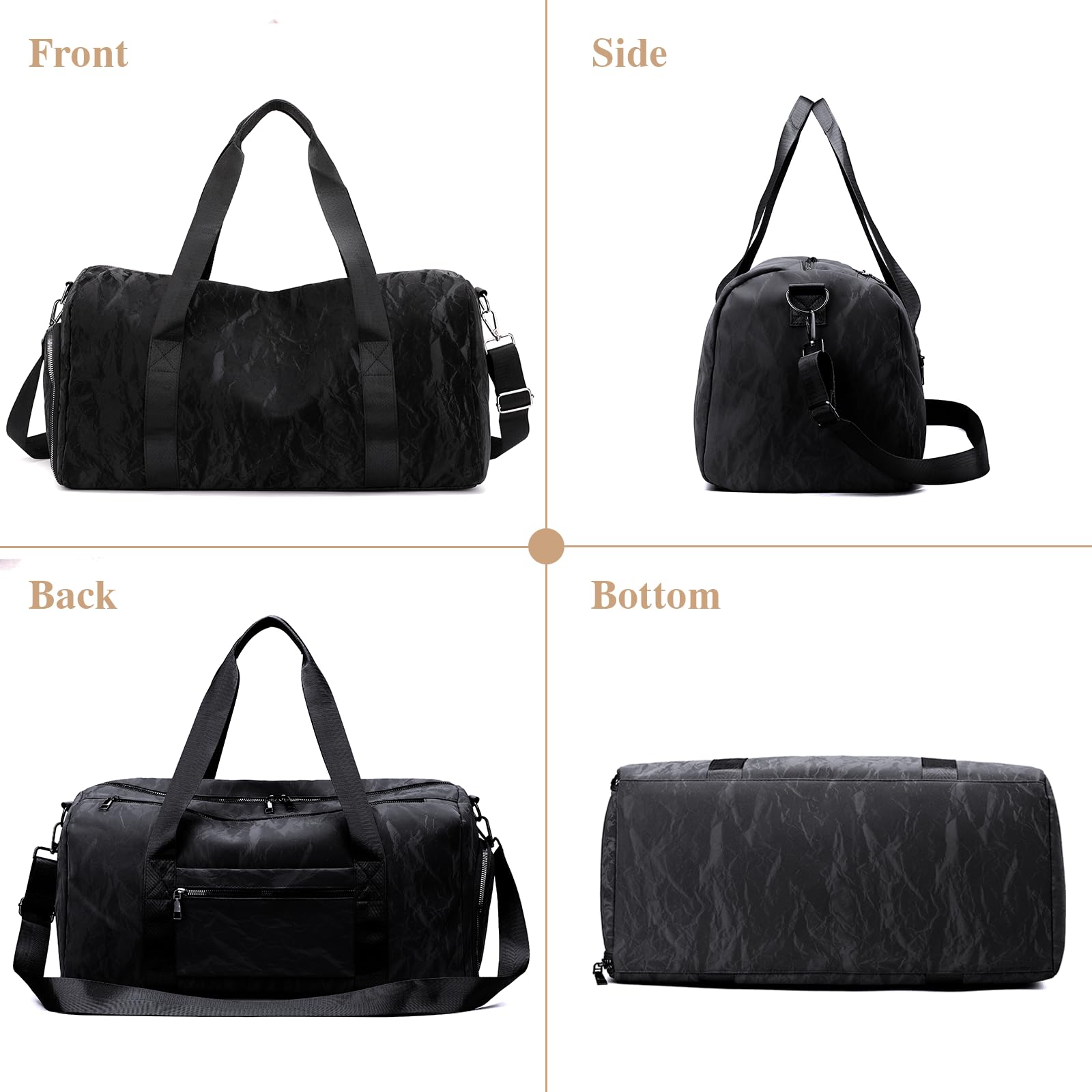 Bolsa deportiva de gimnasio con compartimento para zapatos, bolsa de viaje para mujeres y hombres, bolsa de fin de semana con bolsillo separado seco y húmedo para la noche, bolsa de artículos