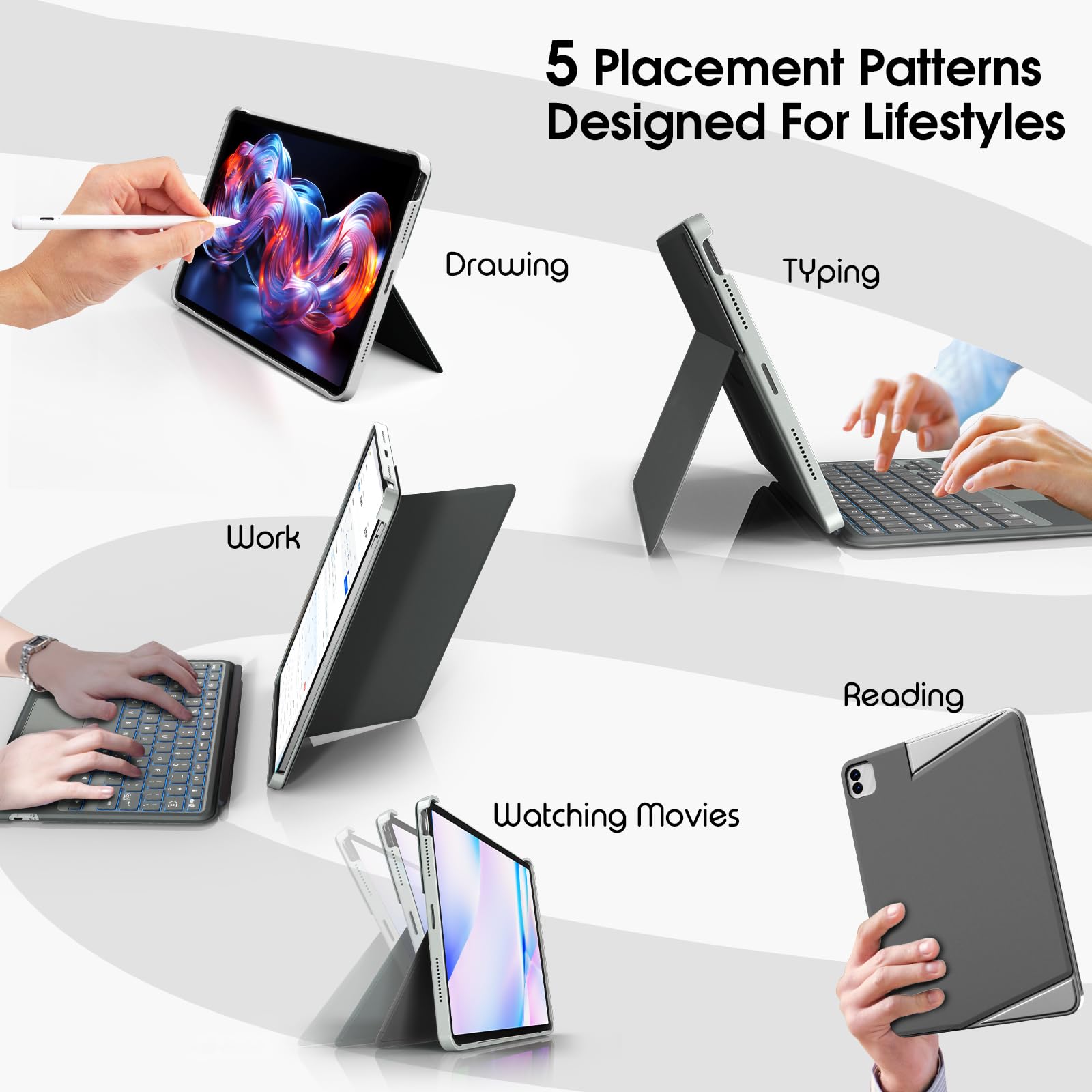 CAPNEW Keyboard Case for iPad -Air 11- inch 2024 & iPad Pro 11 inch (1st/2nd/3rd/4th Generation)- Magnetic Detachable Tablet Keyboard Cases with Trackpad Compatible with 10.9” iPad Air 4th/5th Gen