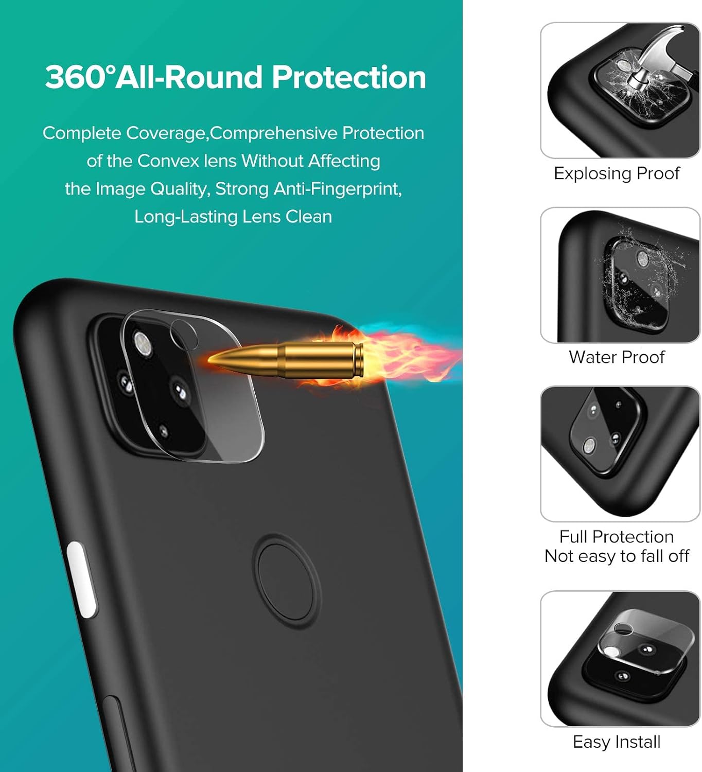 ivoler [6 Pack] [4 Pack] Tempered Glass Screen Protector for Google Pixel 4a 5G with [2Pack] Camera Lens Protector with [Alignment Frame Easy Installation],HD Clear Anti-Scratch Film,6.2 inch