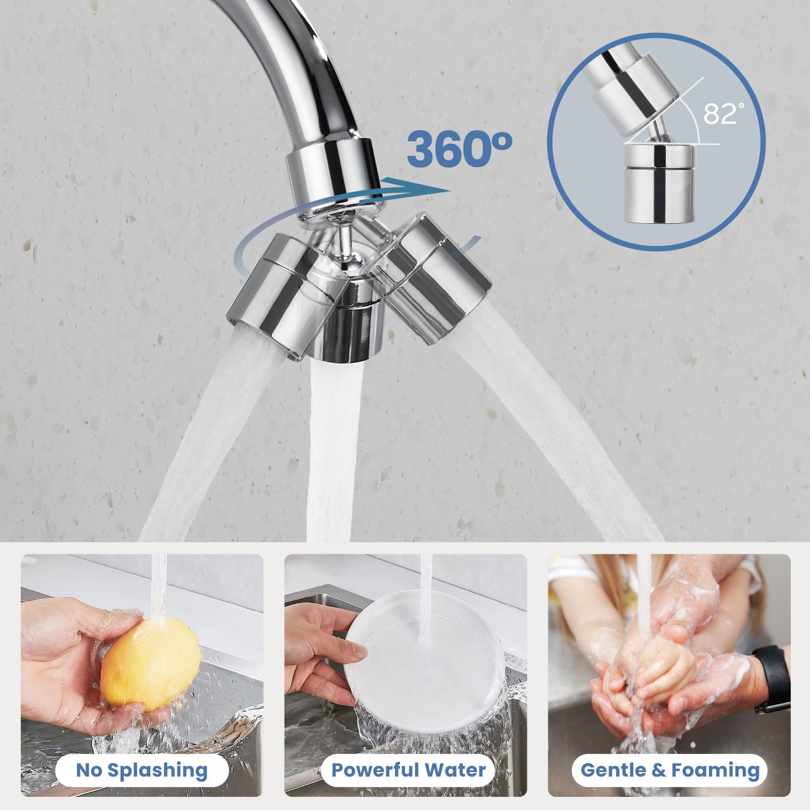 Airuida Chrome Polish Wall Mount Kitchen Sink Faucet 8 Inch Center Double Cross Handles 360 Degree Swivel Spout Kitchen Mixer Tap Commercial - Image 4