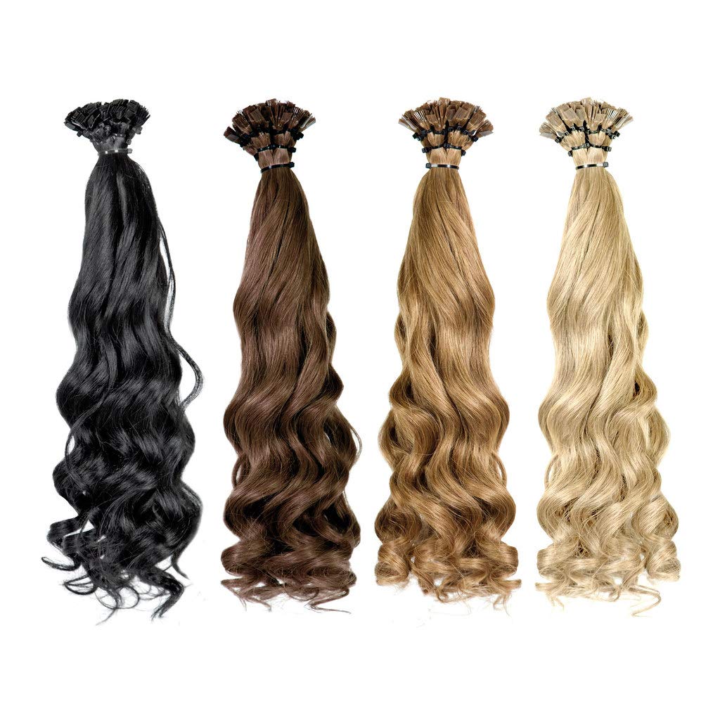 RemeeHi Beauty Real Human Hair Long Curly U Nail Tip Hair Extension For Women 100g 22 Inch Per Pack 6# Dark Chocolate Brown