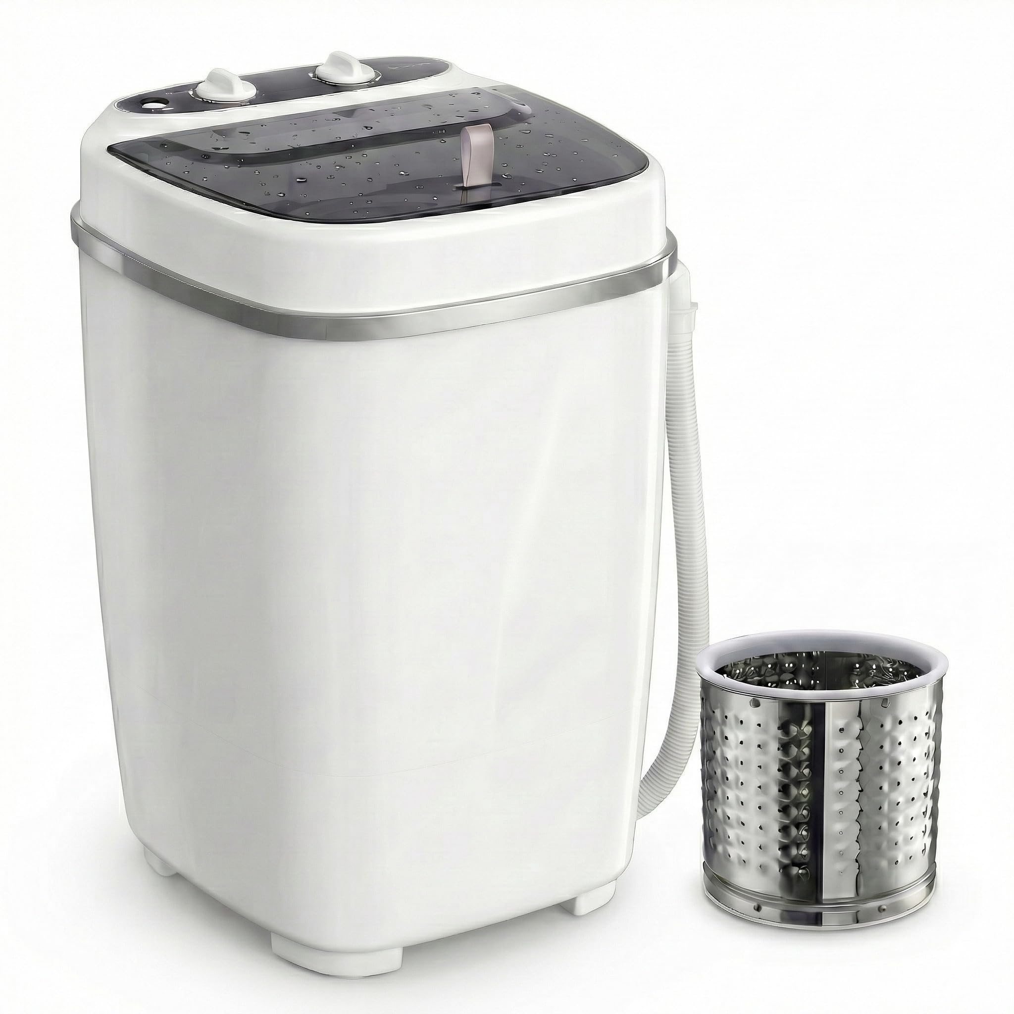Portable Mini Washing Machine 3.5Kg with STAINLESS STEEL DRYER | Premium Black Lid Edition | Heavy Duty Washer for Baby Clothes & Hostel | Unbreakable Spin Basket | No Installation Required.