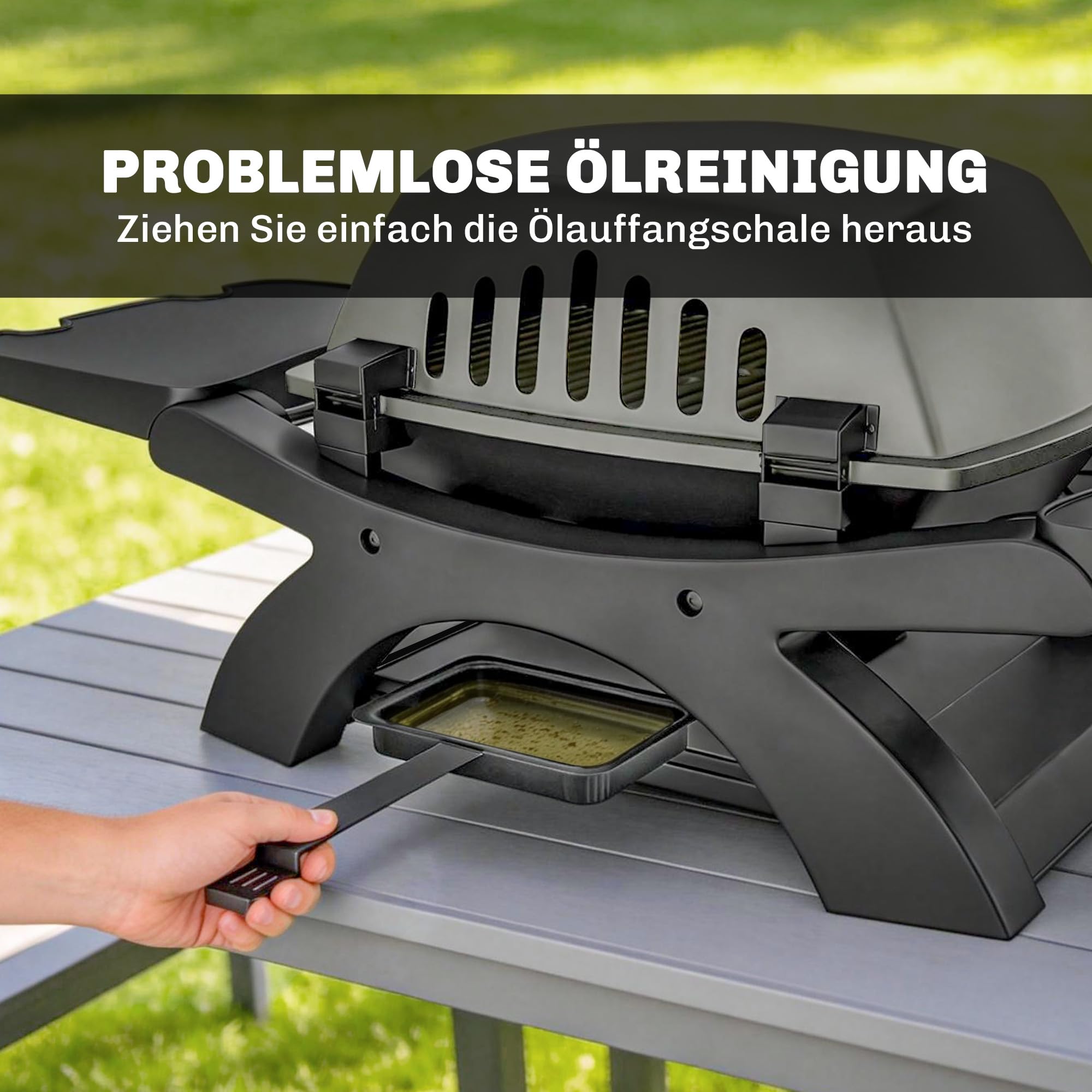 Outsunny Barbecue à gaz portable de 3,3 kW avec 1 brûleur, tables latérales pliables en fonte, grilles de cuisson en fonte, bac récupérateur de graisse, thermomètre, crochet, barbecue à gaz de table