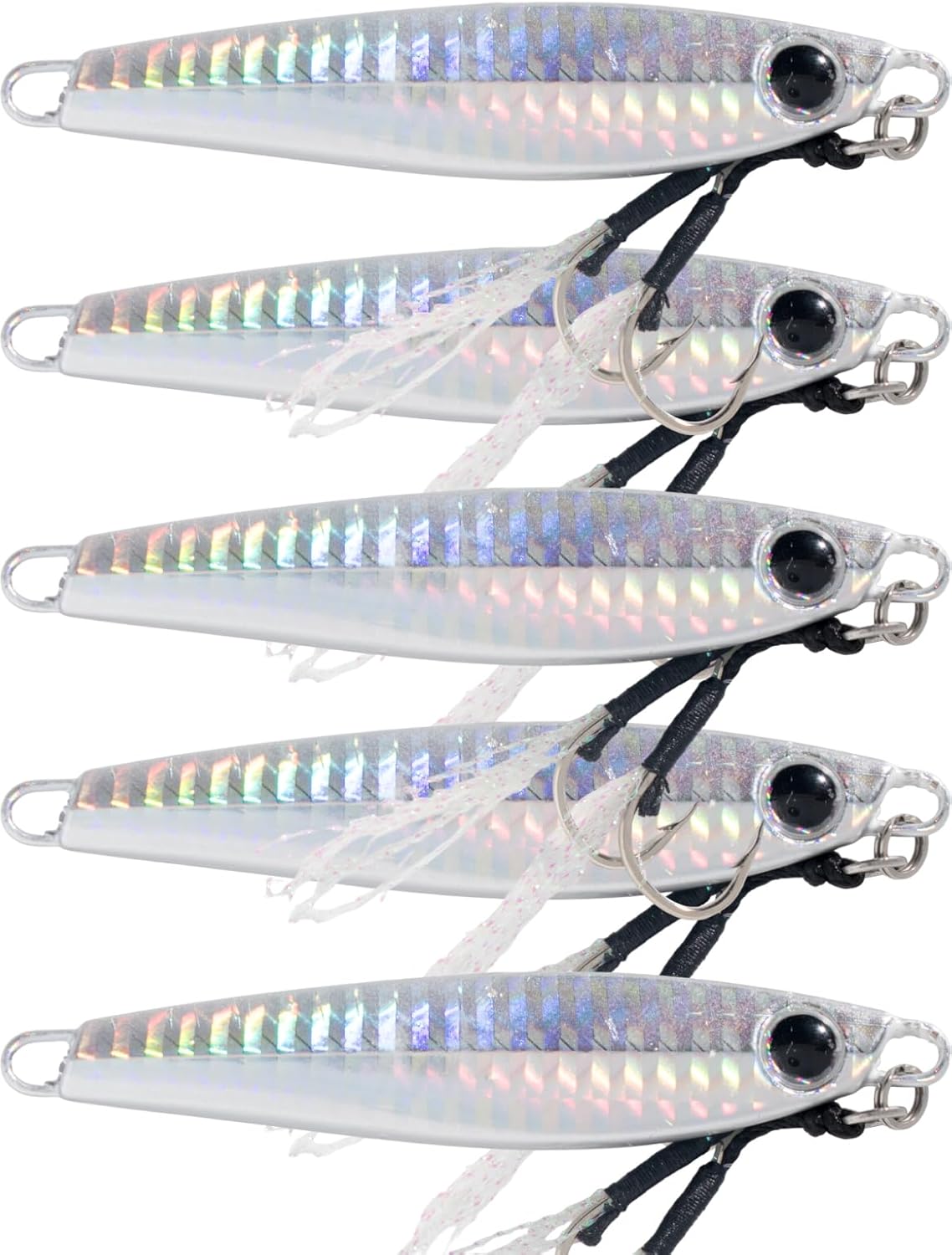 Slow Pitch Jig 60g - 5 Pack - High Reflective Finish | Premium Deep-Water Sinking Vertical Jigging Lure for Snapper, Grouper, Salmon and More