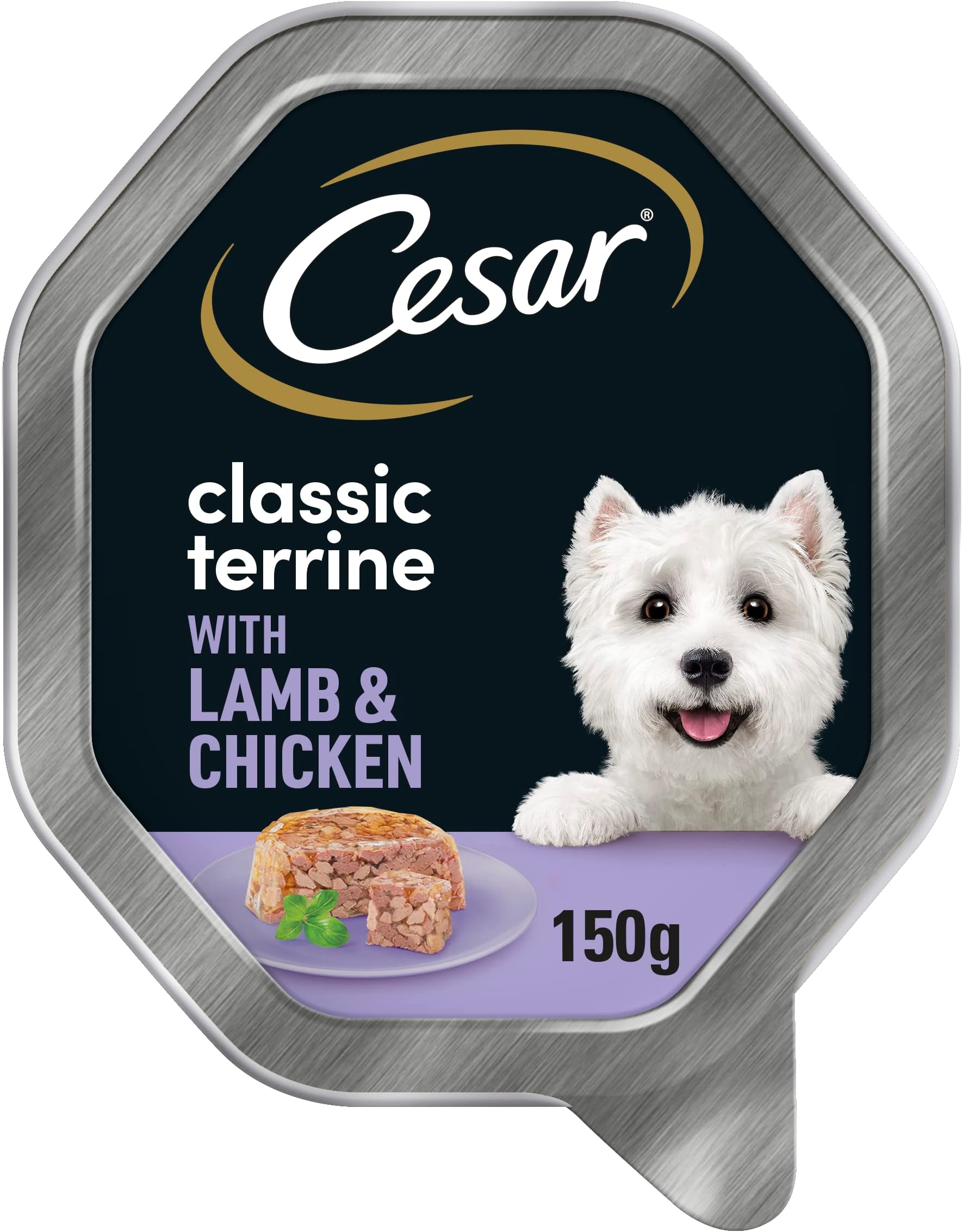 โ Cesar Classics Terrine - Wet Dog Food for Adult Dogs - Tray with Lamb and Chicken in Jelly - 14 x 150 g