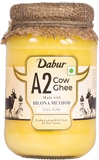 Dabur A2 Cow Ghee - 500ml | Rich in Vitamin A & Antioxidant properties | Made with Bilona method | Helps balance Vata & Pi... Price In India