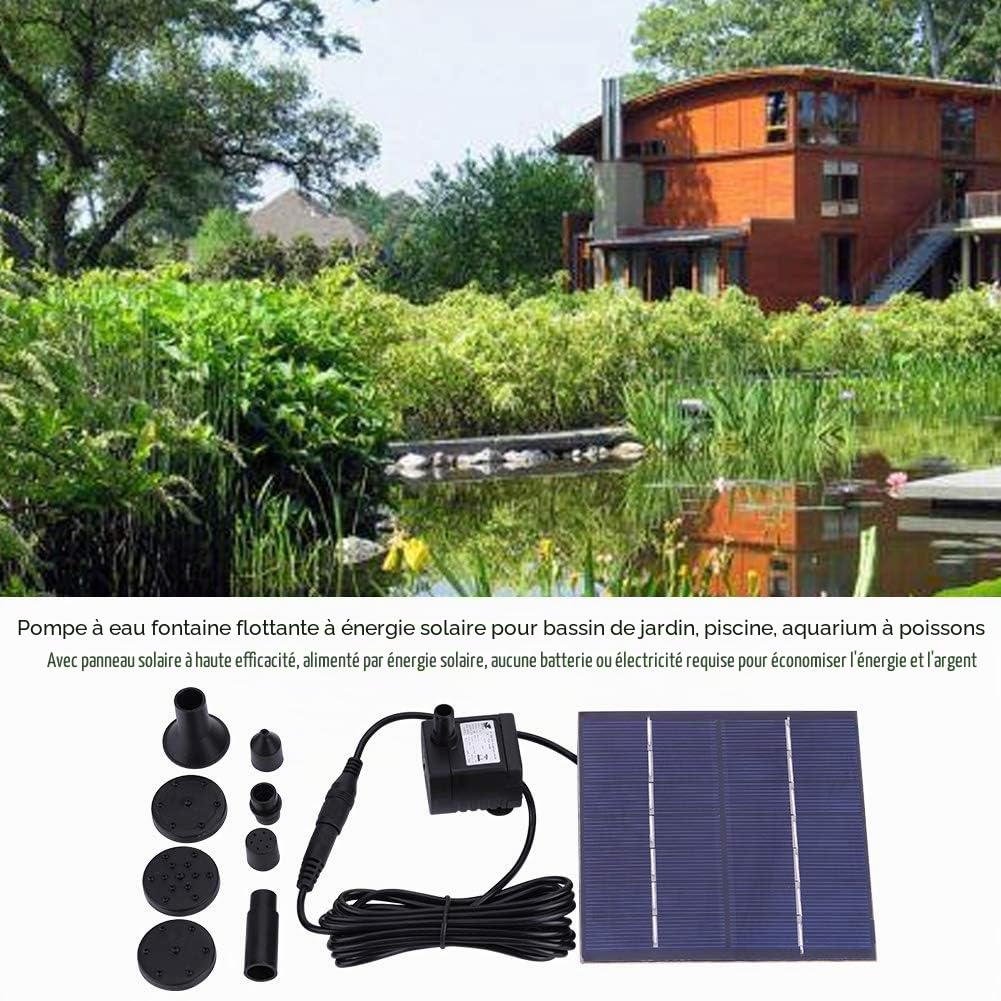 Pompe à eau solaire pour bassin solaire Kit de panneau pompe submersible pour fontaines de jardin, 7 V, 1,2 W, 200 l/h, 60 cm, hauteur maximale de l'eau
