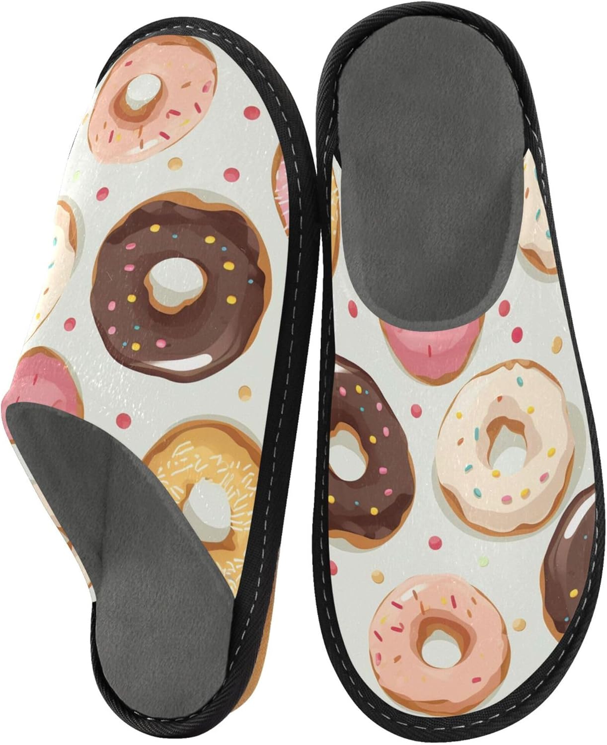 Donut House Slippers – Cozy Fuzzy Slippers for Guests, Washable & Disposable, Perfect for Shoeless Home, Spa & Hotel Use A111960