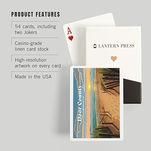Miniatura 3 de Lantern Press Door County, Wisconsin, Painterly, Sand Soul Sun, Beach Path, 52 Playing Cards for Adults, Poker Size Card Deck