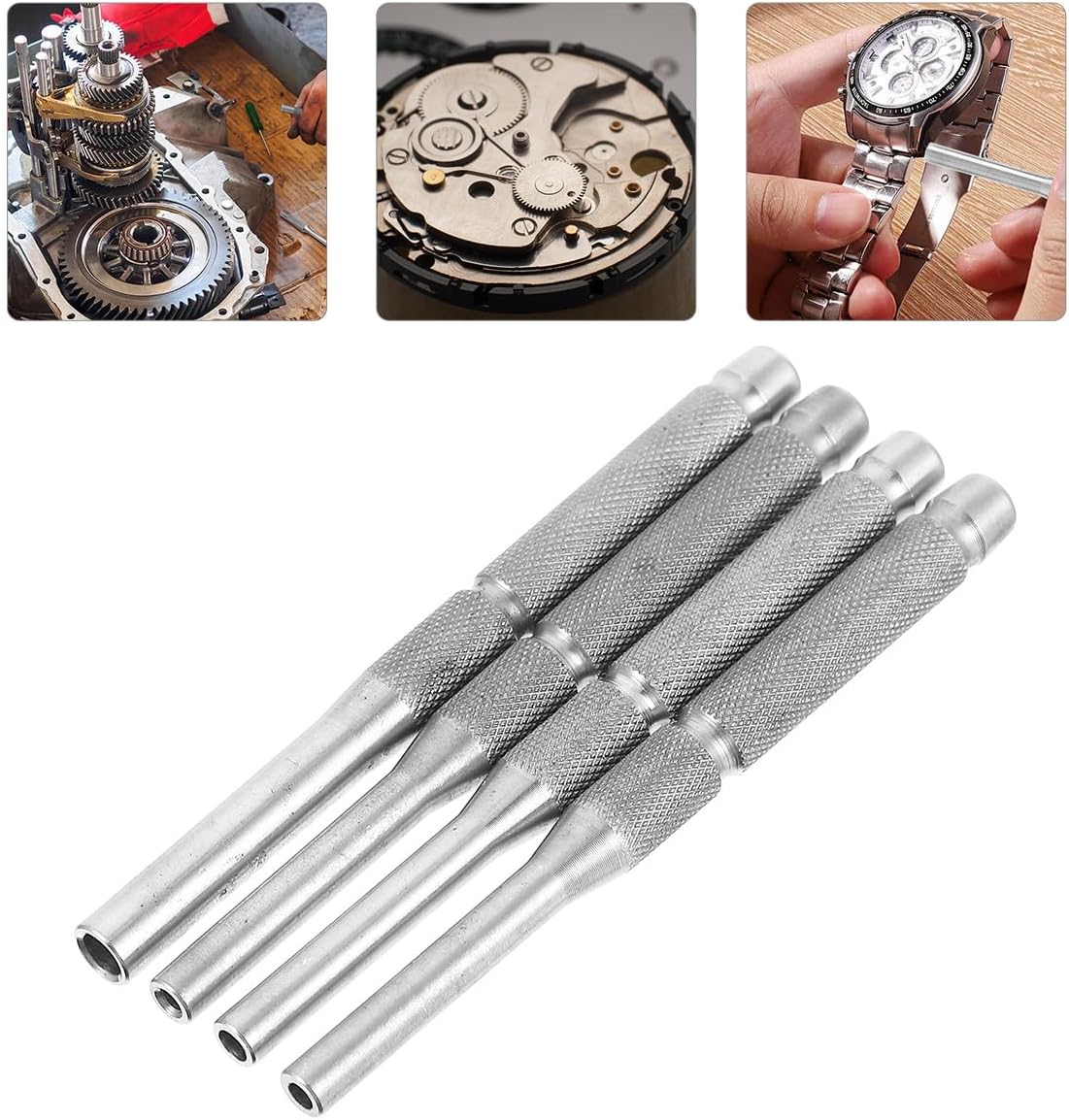 VALICLUD 4pcs Roll Pin Punch Set Hand Tool Accessories Jewelry Roll Pin Remover Tool for Watch Repair Automotive Assembly and Removing Repair Kit
