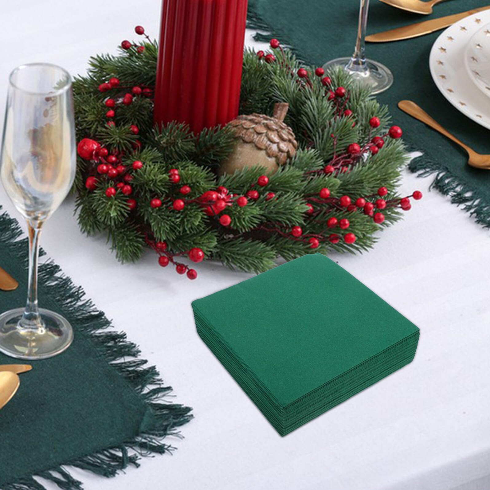 Servilletas de Papel Verdes Desechables 25 Piezas sin Polvo Absorbentes para Fiestas Bodas Banquetes y Baño Toallas de Mano para Invitados