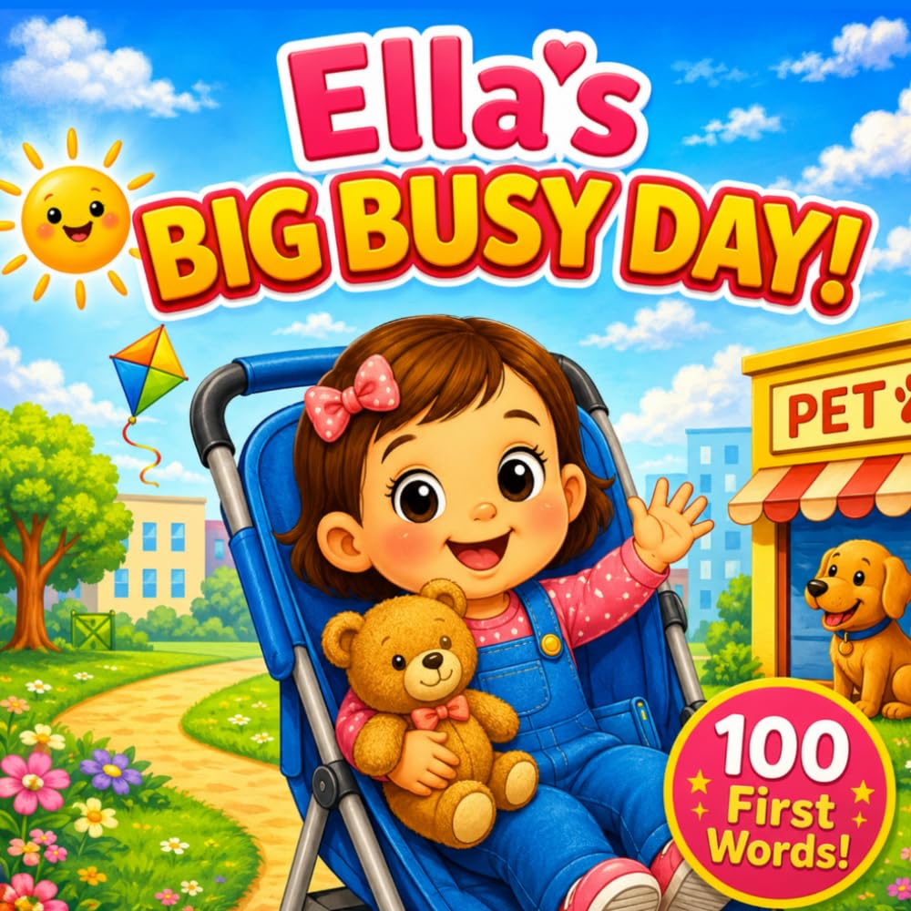 Ella's Big Busy Day | Personalized First 100 Words Book: A Daily Routine Story That Teaches First Words | Ages 1–3 (Three Hearts Personalized Baby and Toddler Books (Ella))