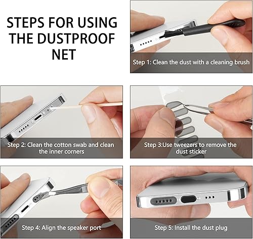 Miniatura 4 de AFARER Tapón antipolvo para iPhone, protector de enchufe de puerto Lightning para teléfono, altavoz de teléfono, calcomanías de malla a prueba de