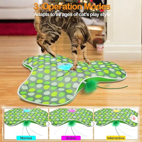 Miniatura 5 de Juguetes interactivos para gatos recargables, moviendo plumas ocultas, chirriante de ratón real, juguete activado por tacto, juguetes de ejercicio