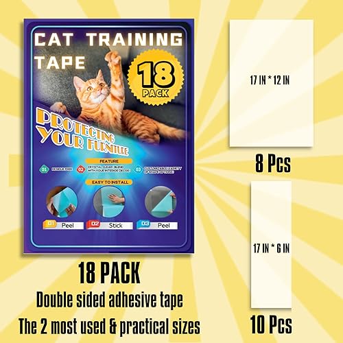 Miniatura 2 de 18 cintas de entrenamiento para gatos, cinta adhesiva de doble cara para gatos, protector de sofá contra garras de gato, protector de muebles de