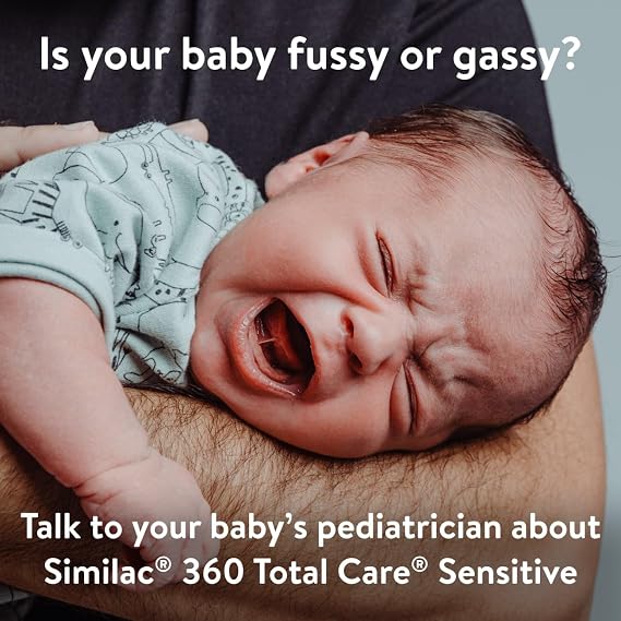 Similac 360 Total Care Sensitive Infant Formula for Fussiness & Gas Due to Lactose Sensitivity, Has 5 HMO Prebiotics, Baby Formula Powder, 34.9-oz Value Can, Pack of 3