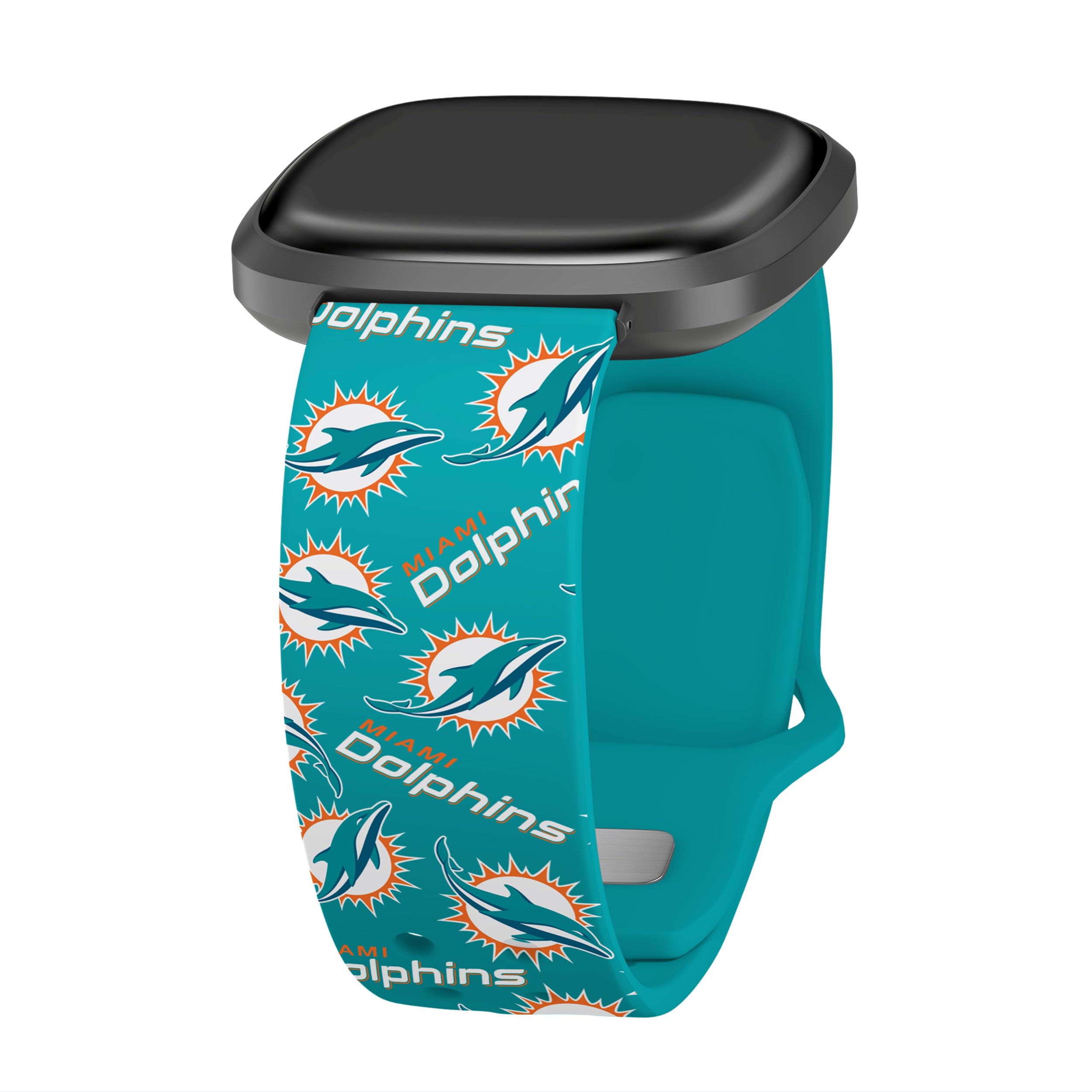 Miami Dolphins HD Watch Band Compatible with Fitbit Versa 3 & Sense (Long Teal Random)