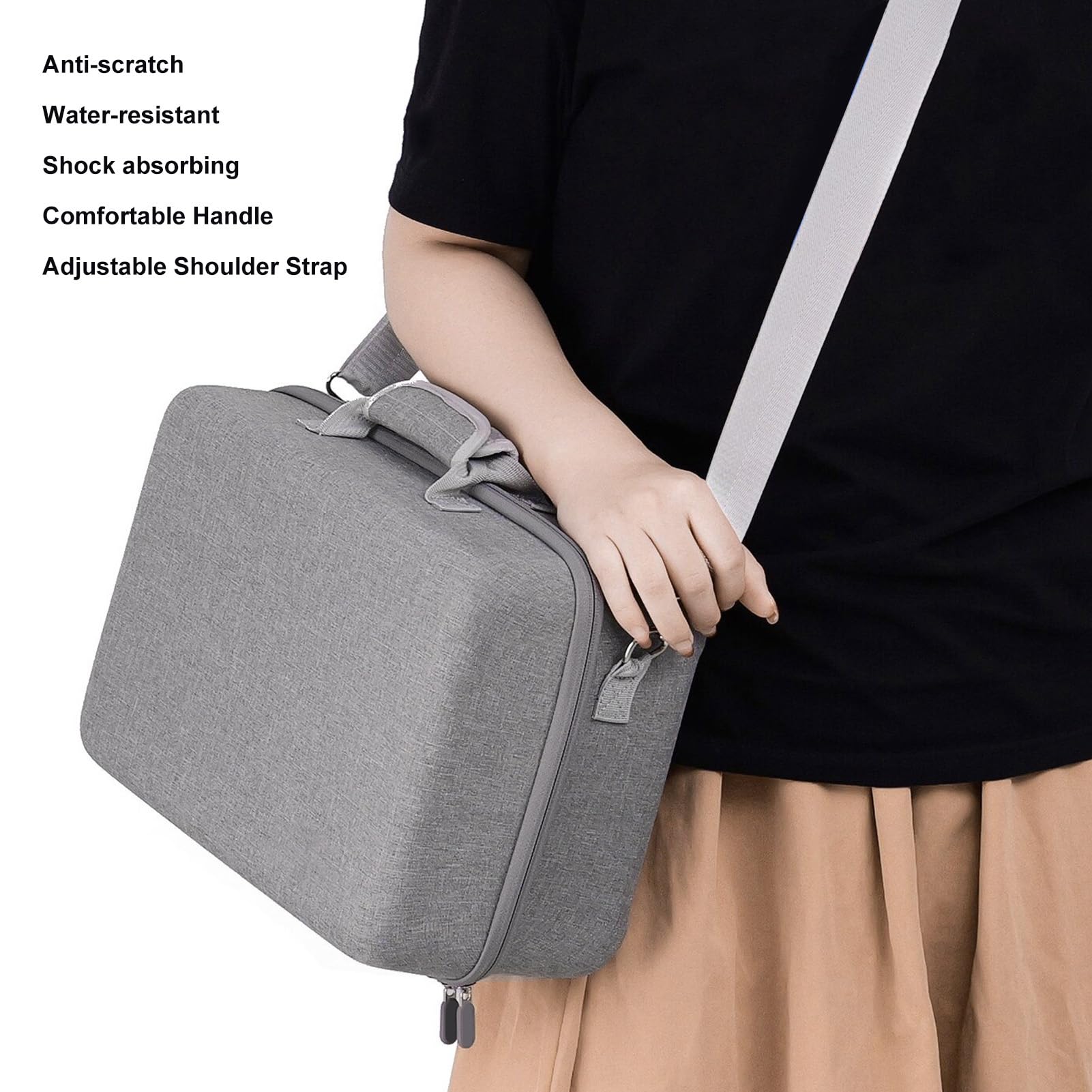 Estuche de Transporte Rígido, Estuche de Viaje Compatible con el Controlador de Consola, Estuche Impermeable Gris, con Correa Ajustable para el Hombro