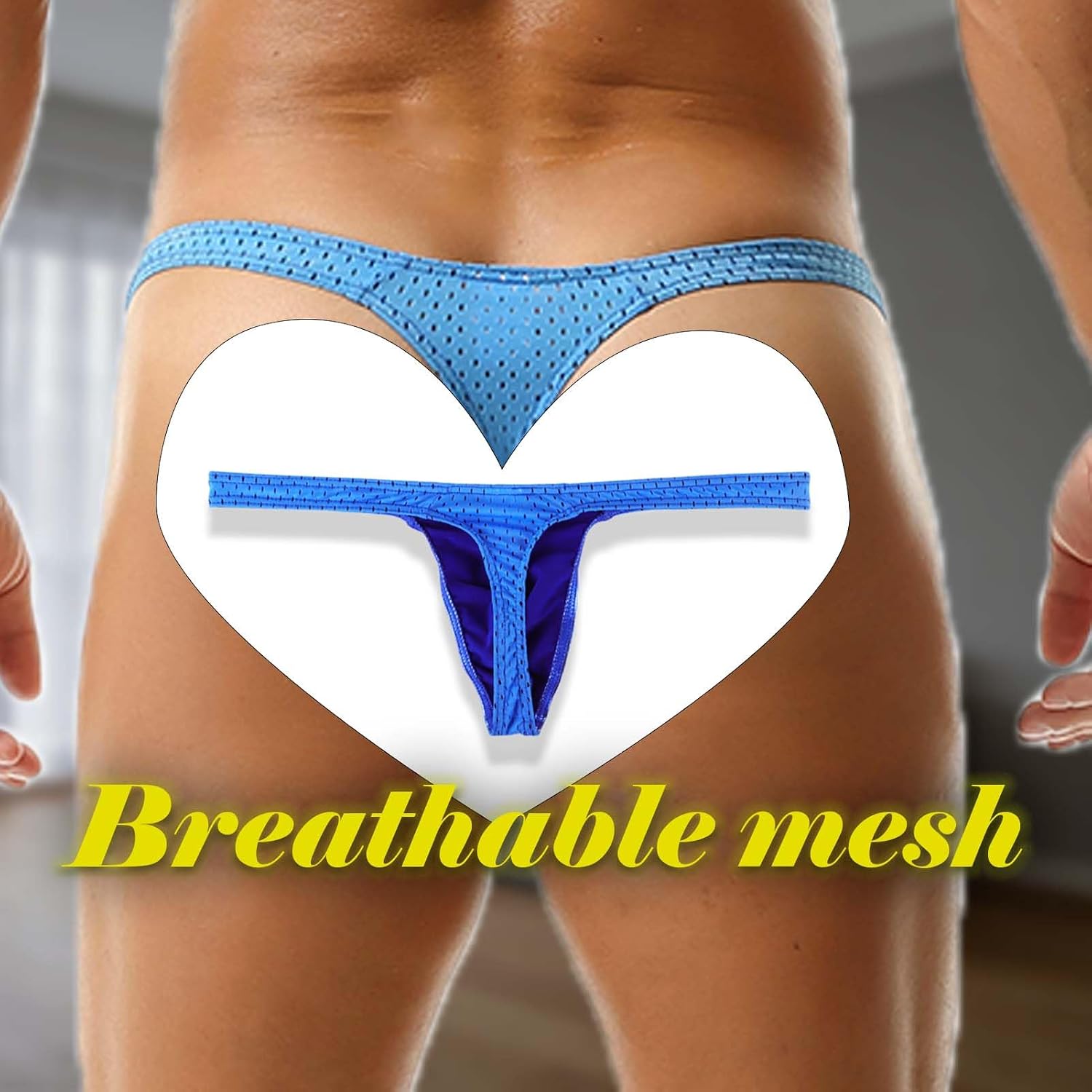 Men's Shiny Metallic Thong Mesh Breathable Sissy Pouch Panties Sexy Low Rise See Through T-Back Bikini Swimwear
