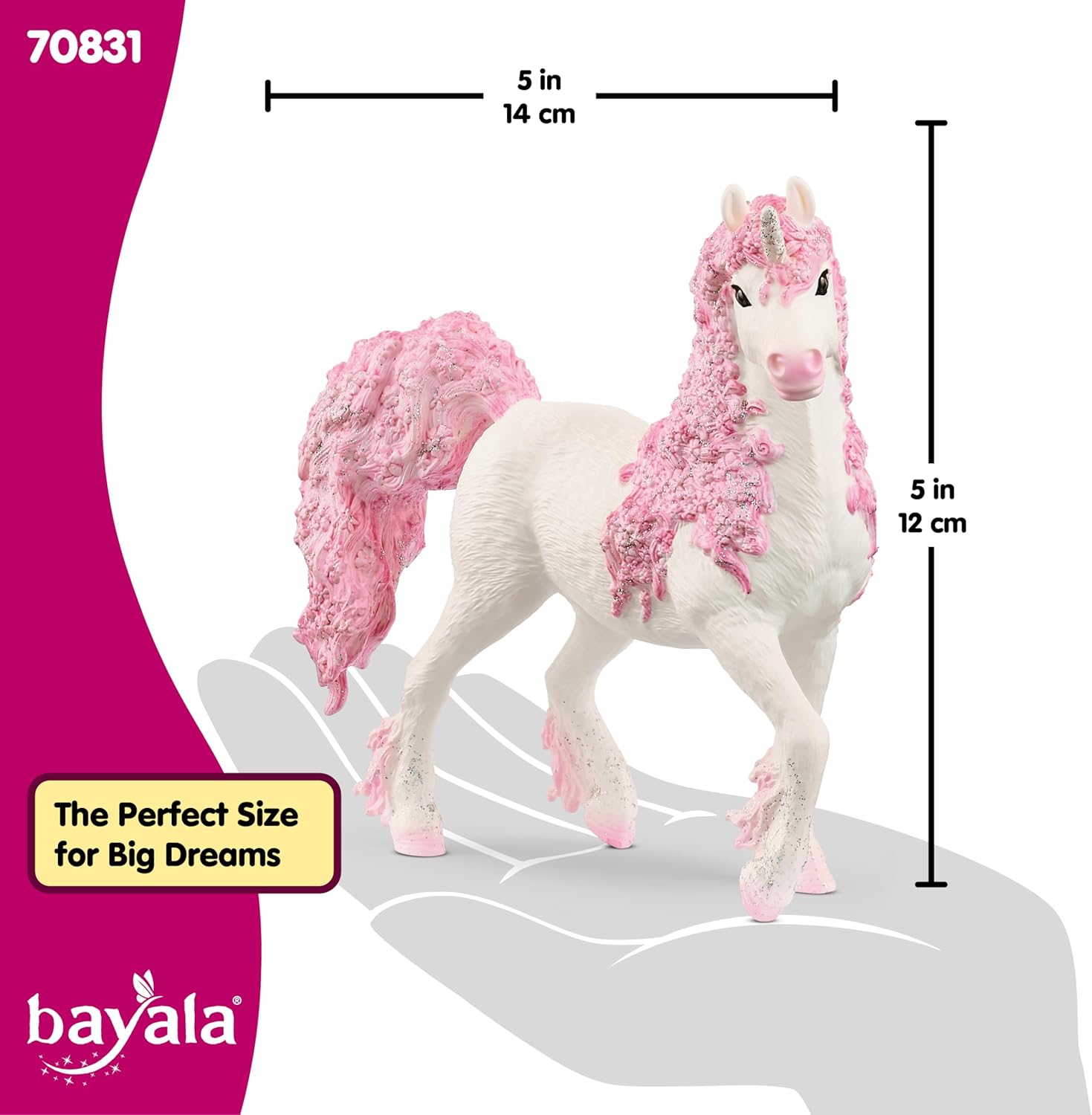 Schleich Bayala - Cute, 6" Flower Unicorn Mare Toy. Pretty, Pink Fantasy Action Figure for Girls and Boys. Fun, Imaginative Play Pegasus Fairy Figurine, Cool Mystical Toys for Kids Ages 5+, 70831