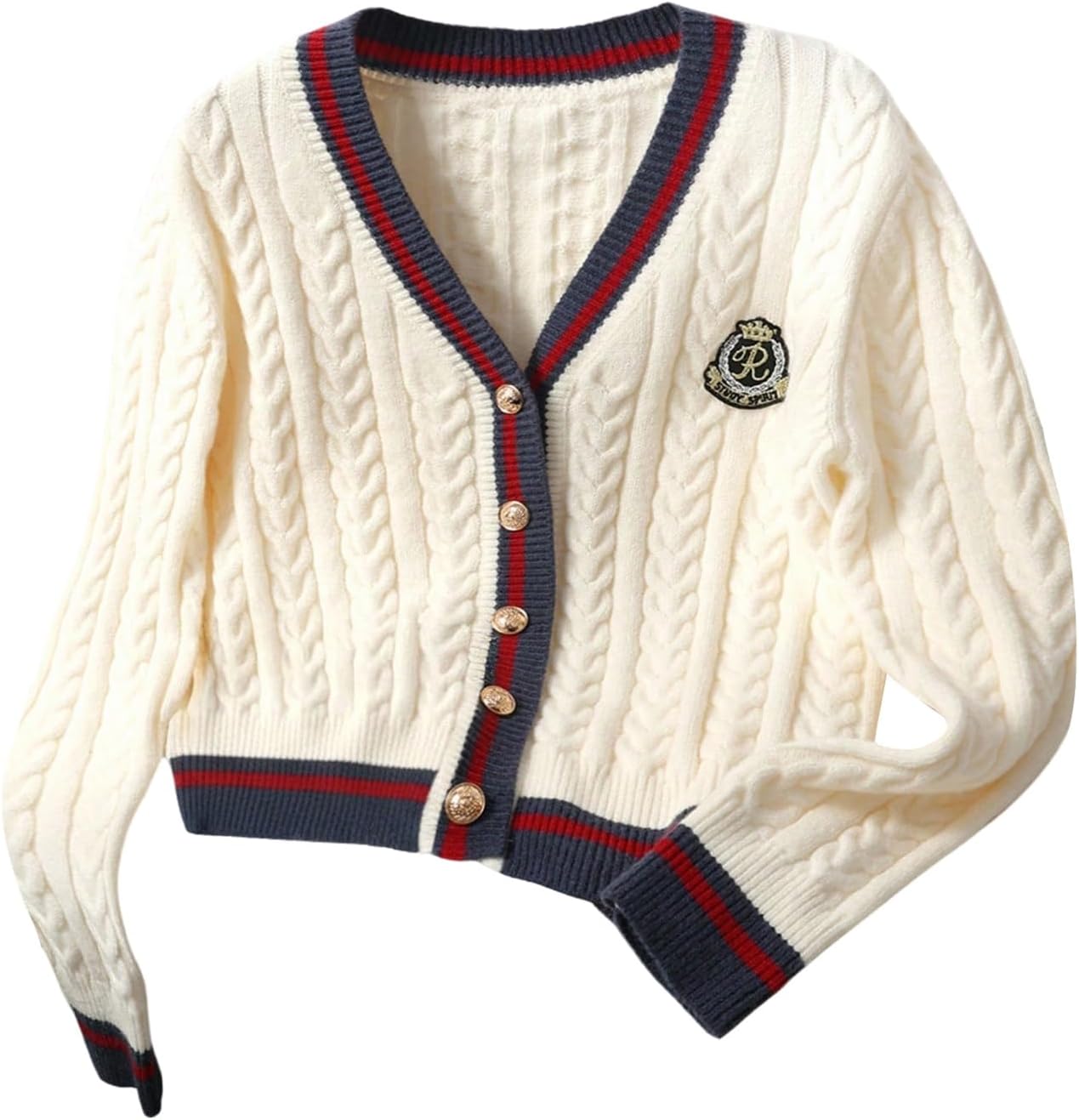 SOLY HUX Women's Cable Knit Cardigan Button Up V Neck Preppy Sweater Fall Knit Outerwear