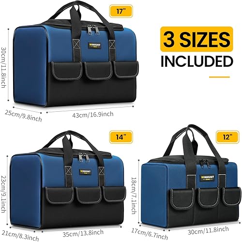 Miniatura 2 de Juego de bolsas de herramientas, 3 tamaños, bolsas de almacenamiento resistentes, bolsa de herramientas impermeable, organizador de bolsas de