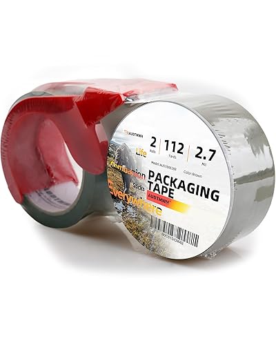 Cinta de embalaje marrón, cinta de embalaje resistente diseñada para embalaje, envío, mudanza y correo, 1.88 pulgadas x 56 yardas, 2 rollos con 1