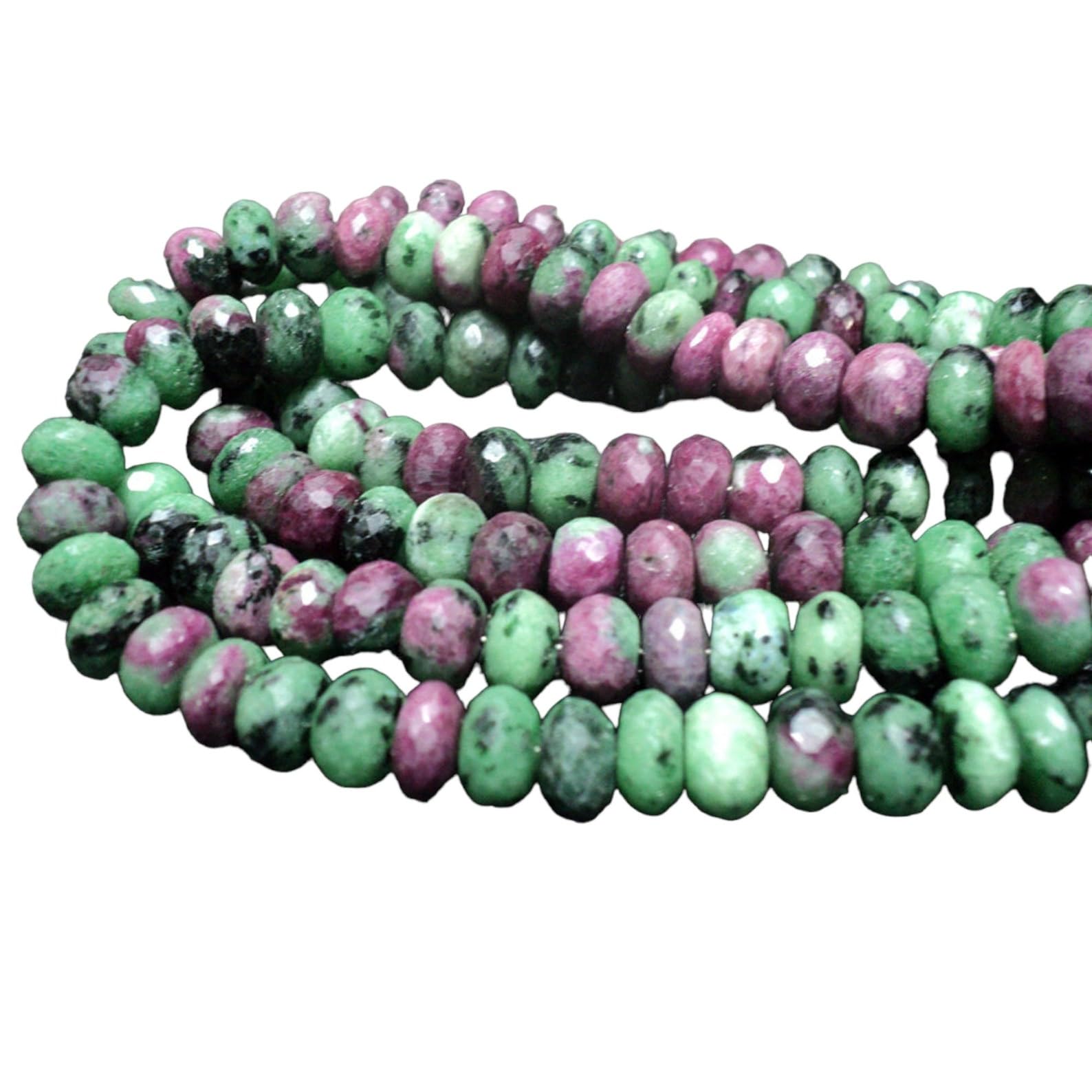9 mm Rubinowe Zoisite Faceted Rondelle Koraliki, Rubinowe Koraliki Zoisite, Czerwone Zielone Koraliki Gemstone, Rubinowe Zoisite Faceted Koraliki Do Biżuterii (4IN do 8IN) 4 cale