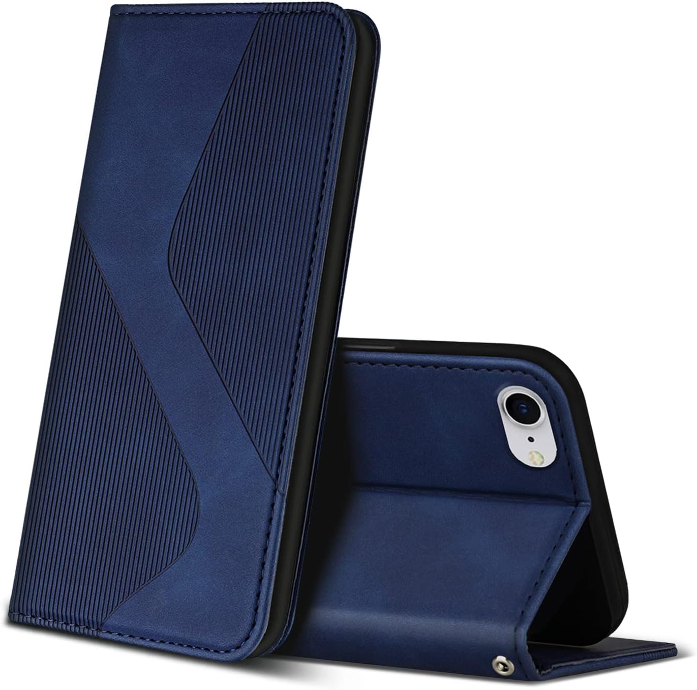 ZONNAVI Case Compatible with iPhone SE 2022 / SE 2020/8 / 7, Premium PU Leather Wallet Case with [Card Slots] [Viewing Stand], Shockproof Flip Cover for iPhone SE 2022 / SE 2020/8 / 7 (Blue)