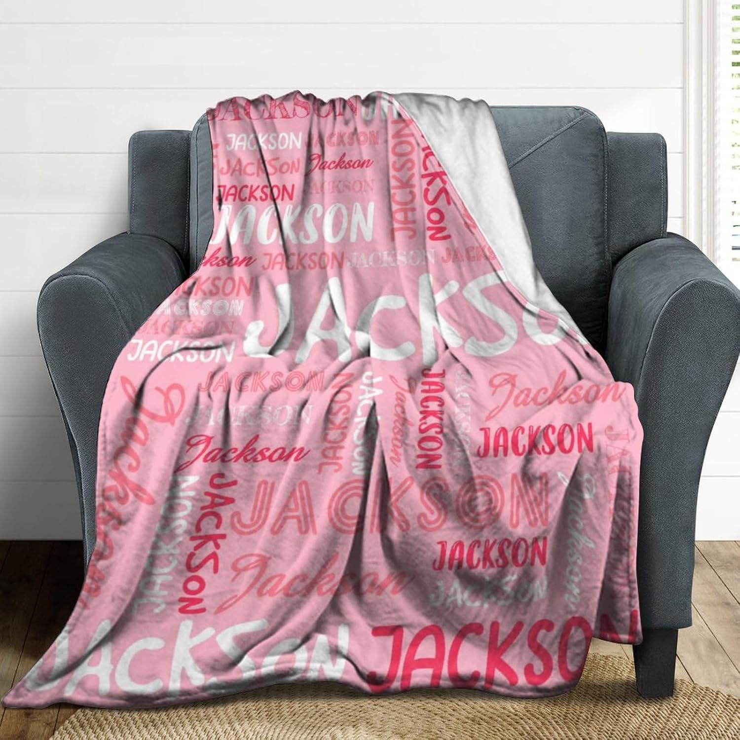 Artsadd Personalized Blankets for Kids with Names, Customized Blankets with Name for Adult, Custom Baby Blankets for Boys Girls Newborn Toddler Receiving Swaddle Blanket Birthday 40" x 50"