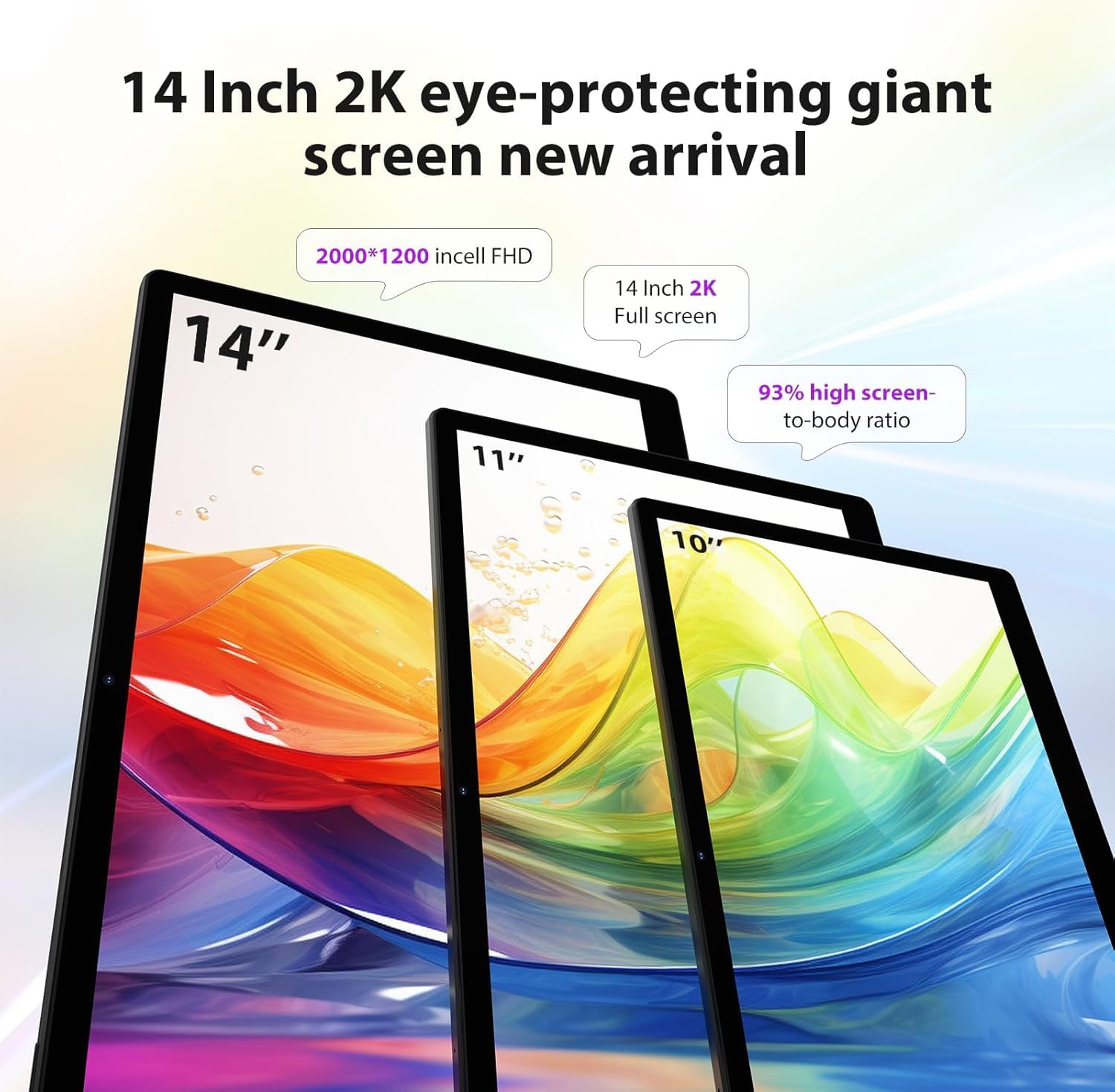 2025 Newest Tablet 14 Pollici Android 14 tablet,Tablet 5G WiFi(SIM non supportata),36GB RAM+256GB ROM,11580mAh,2000 * 1200 incell FHD+,Widevine L3,13MP+8MP,GPS/BT5/Tablet con fondina,Grigio