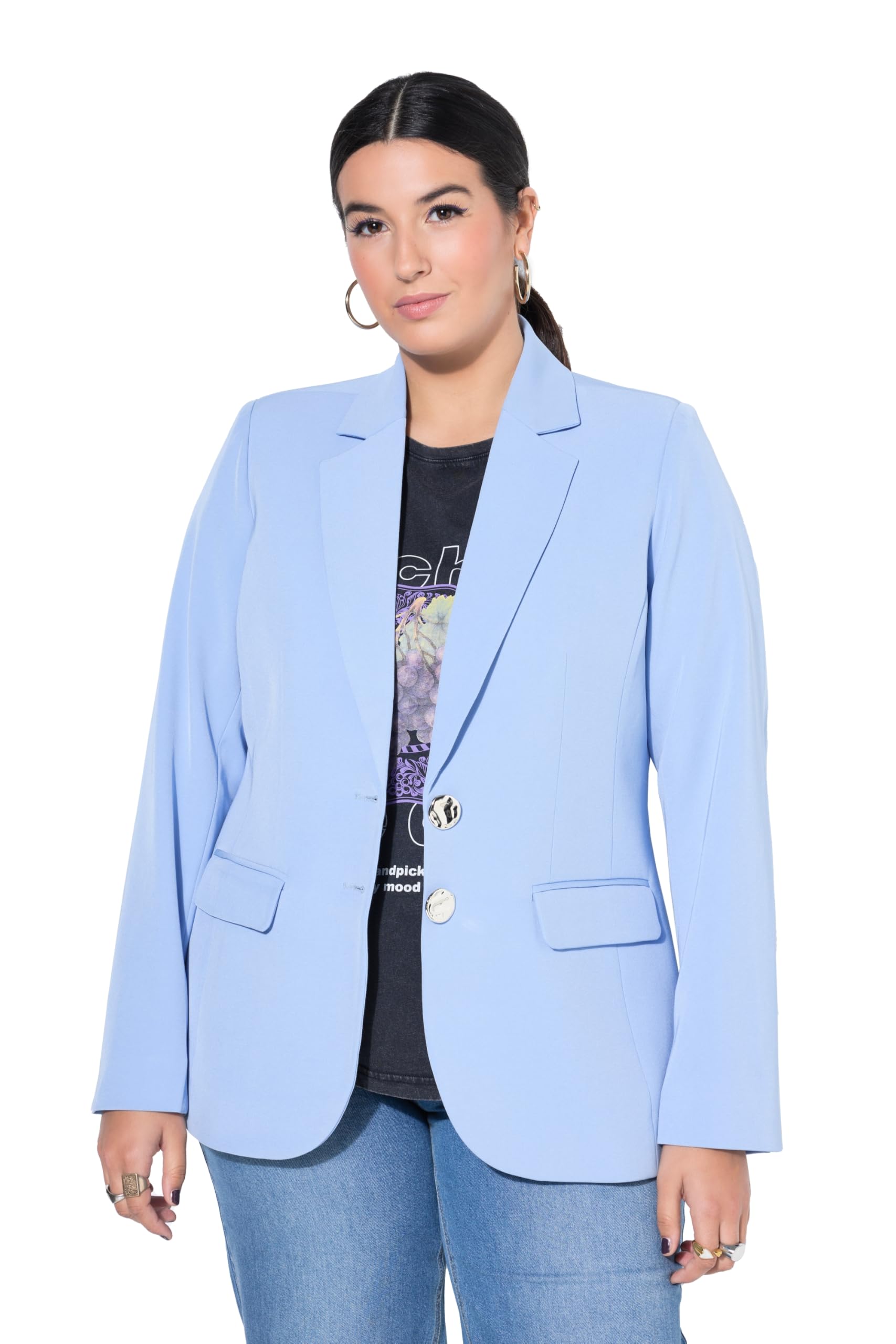 Studio Untold Damen große Größen Übergrößen Plus Size Blazer, Fitted Shape, Schmuckknöpfe 847849