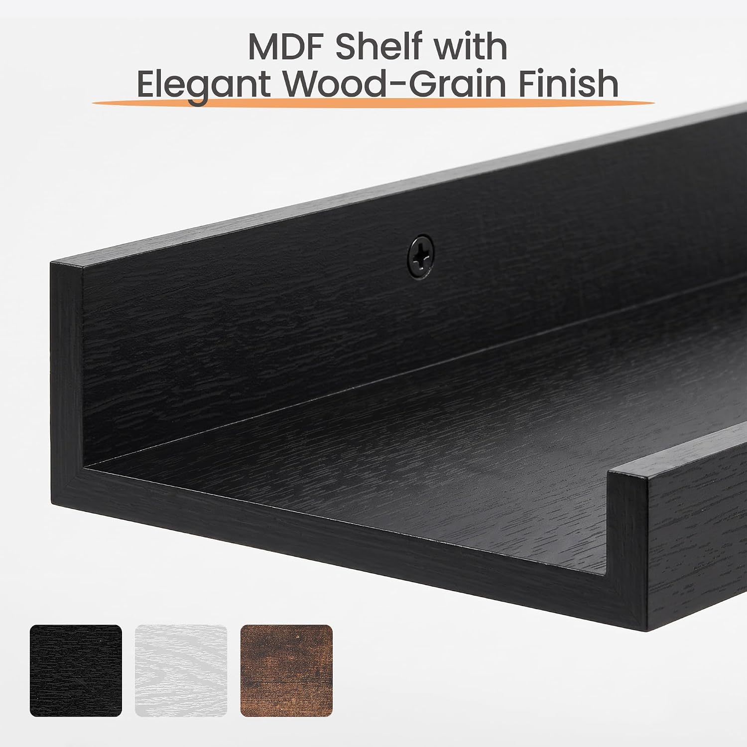 upsimples Long Floating Shelves for Wall Decor and Storage, 23.6'' Black image 5