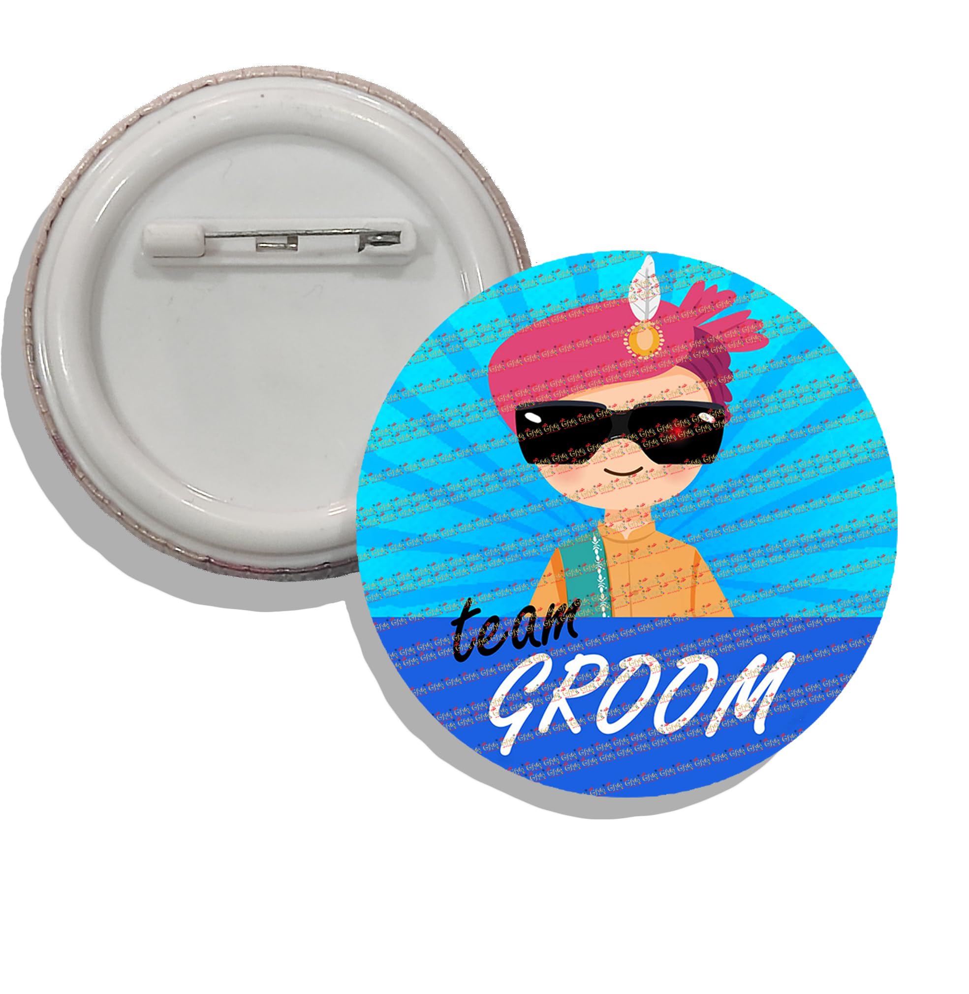 Gfylo | Turban Panjabi Squad wedding Badges | Ladkiwale Ladkewale Badges, Groom Bride Badges I Plastic Pin Badge | Gift occasion Marriage (58 mm Badge)
