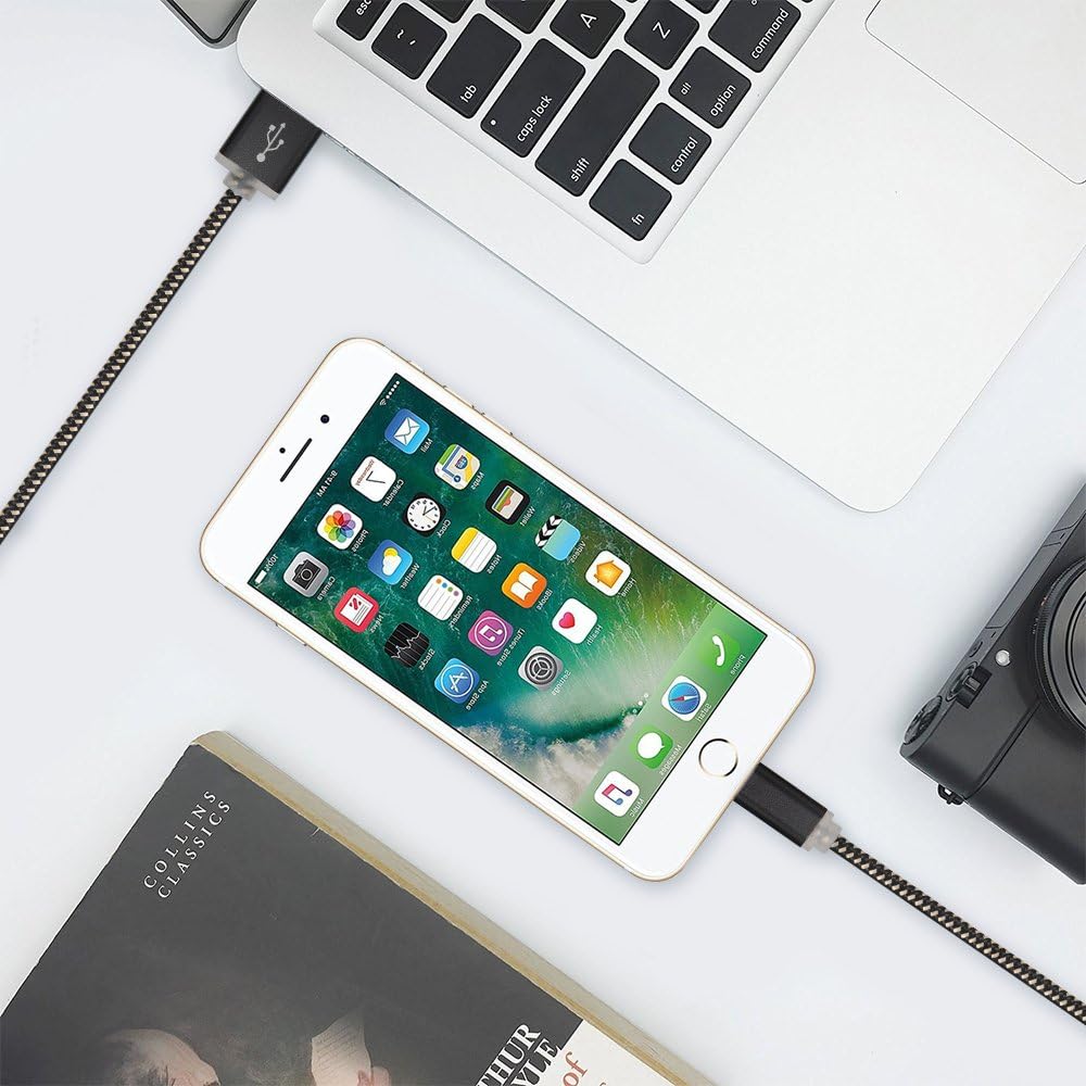 Aasama Nylon Braided 8 Pin Lightning to USB Cable, iPhone Charger 3Feet, 2x 6 Feet, and 10 Feet for iPhone, iPad, iPod (Variety Pack)