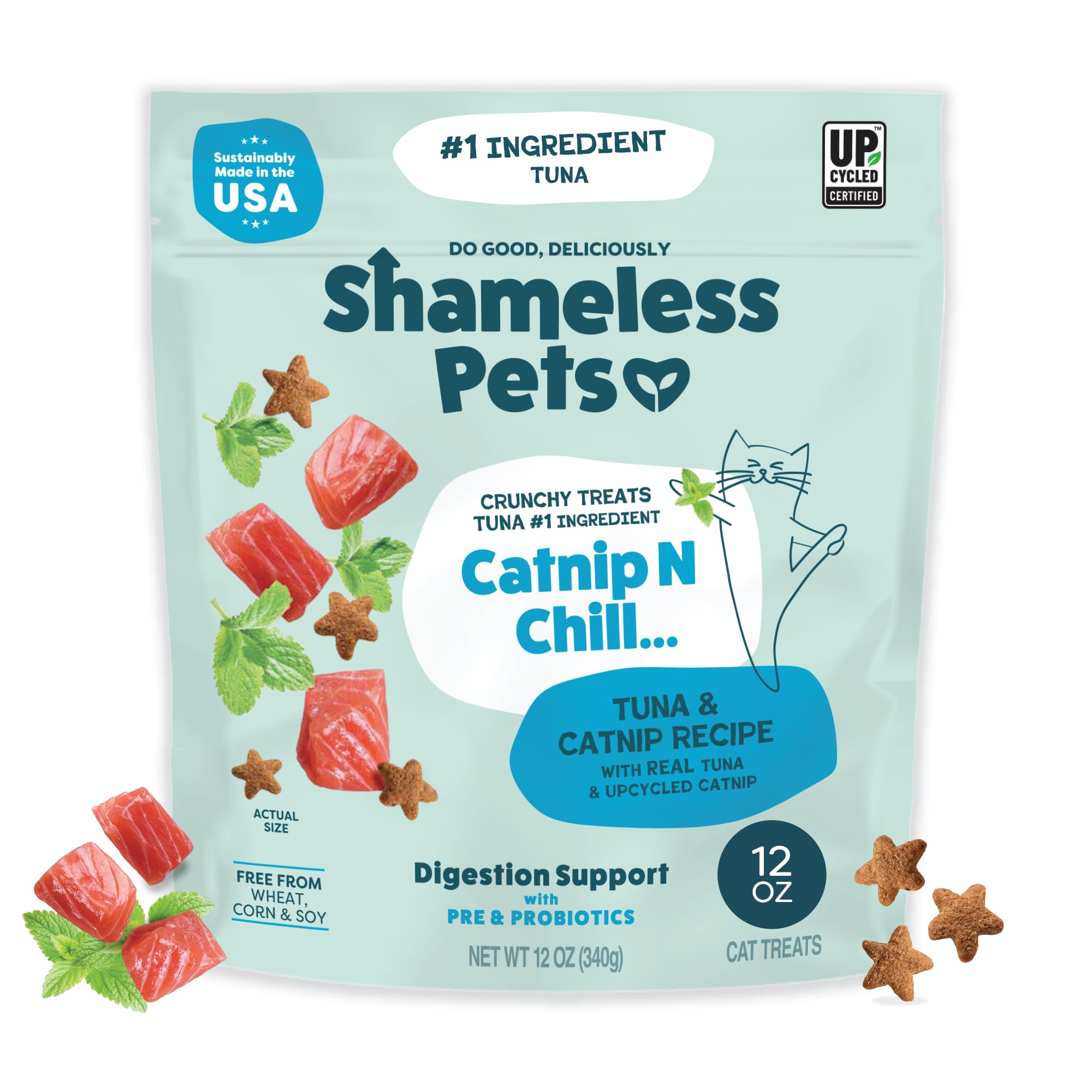 Shameless Pets Catnip N Chill Tuna Crunchy Cat Treats, 12 oz