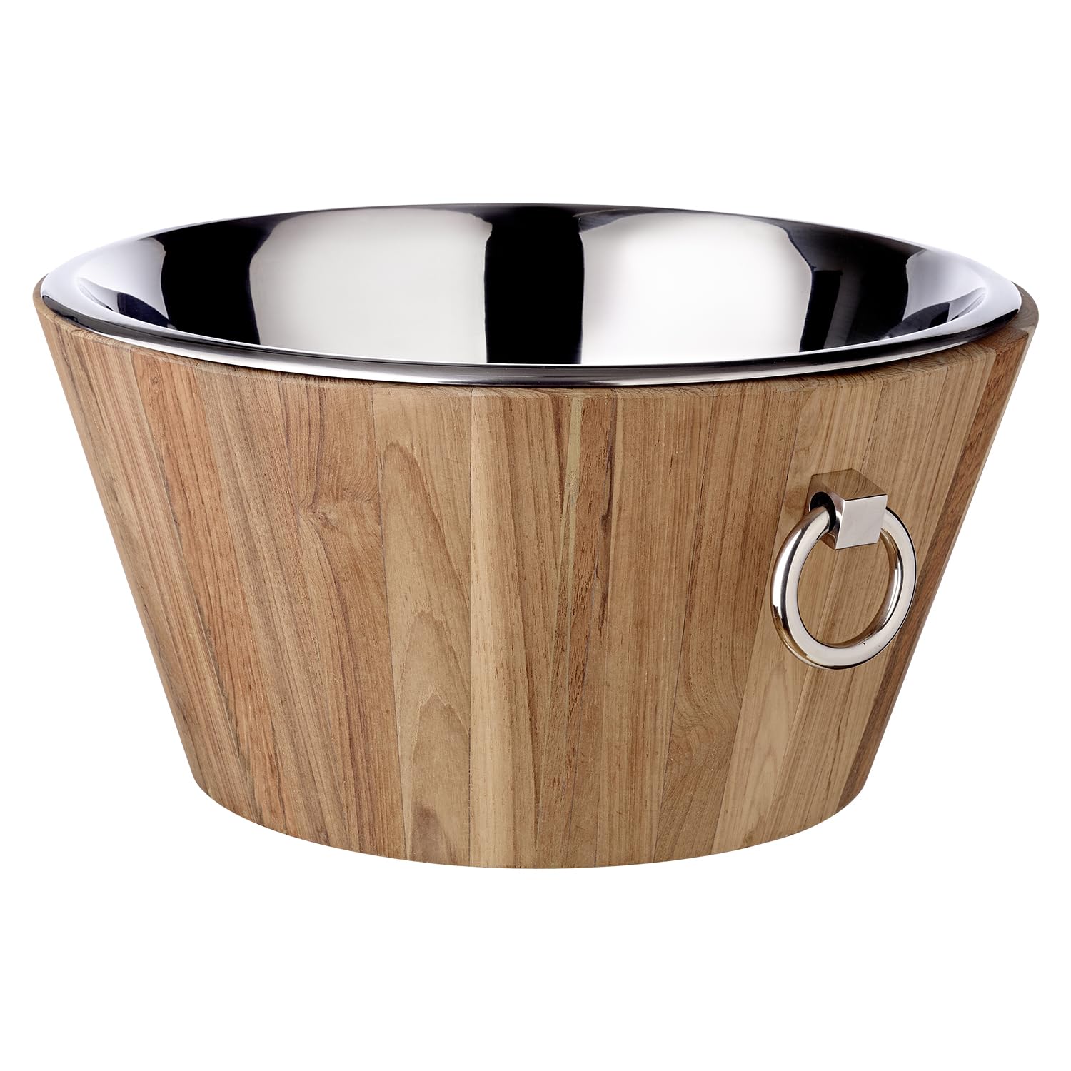 EDZARD Santiago - Enfriador de champán (46 cm de diámetro, 23 cm de altura, madera de teca, acero inoxidable pulido, con asas)
