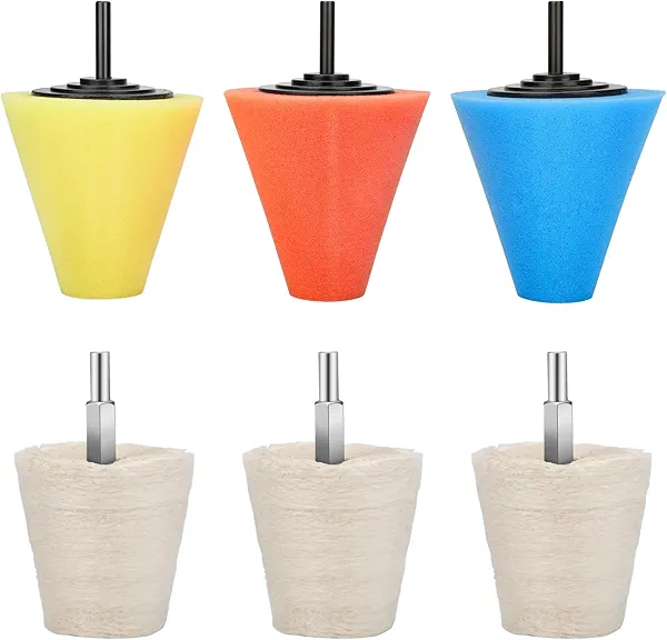 Linkstyle 6pcs Wheel Buffing Kit for Drill, 1/4" Shank Polishing Pad Buffing Wheels Kit for Drill Buffer Polisher Attachment
