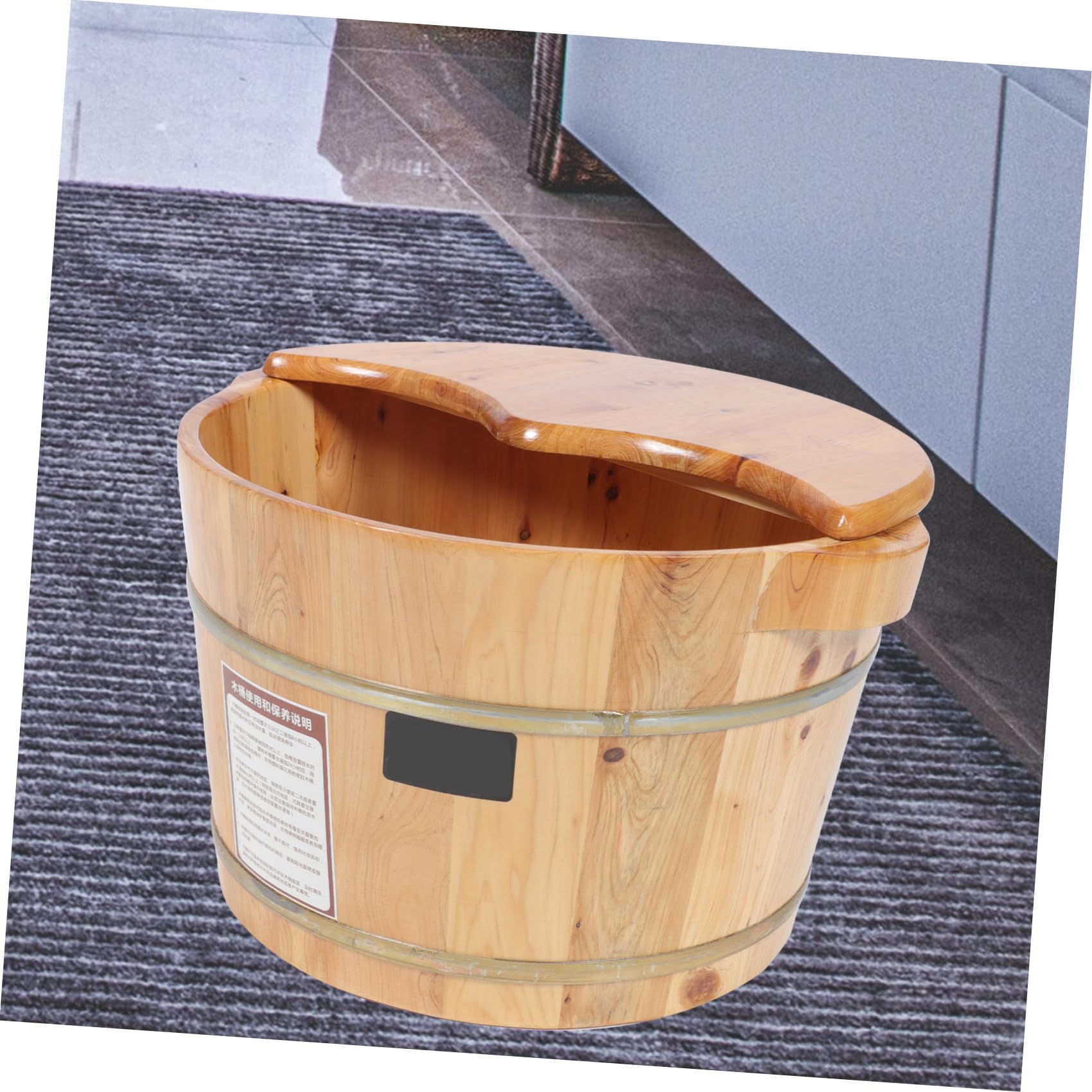 Angoily Bacinella per Pediluvio in Legno con Coperchio, Contenitore per Bagno Piedi Domestico, Grande Capacità, Facile da Pulire, per Utilizzo Casalingo