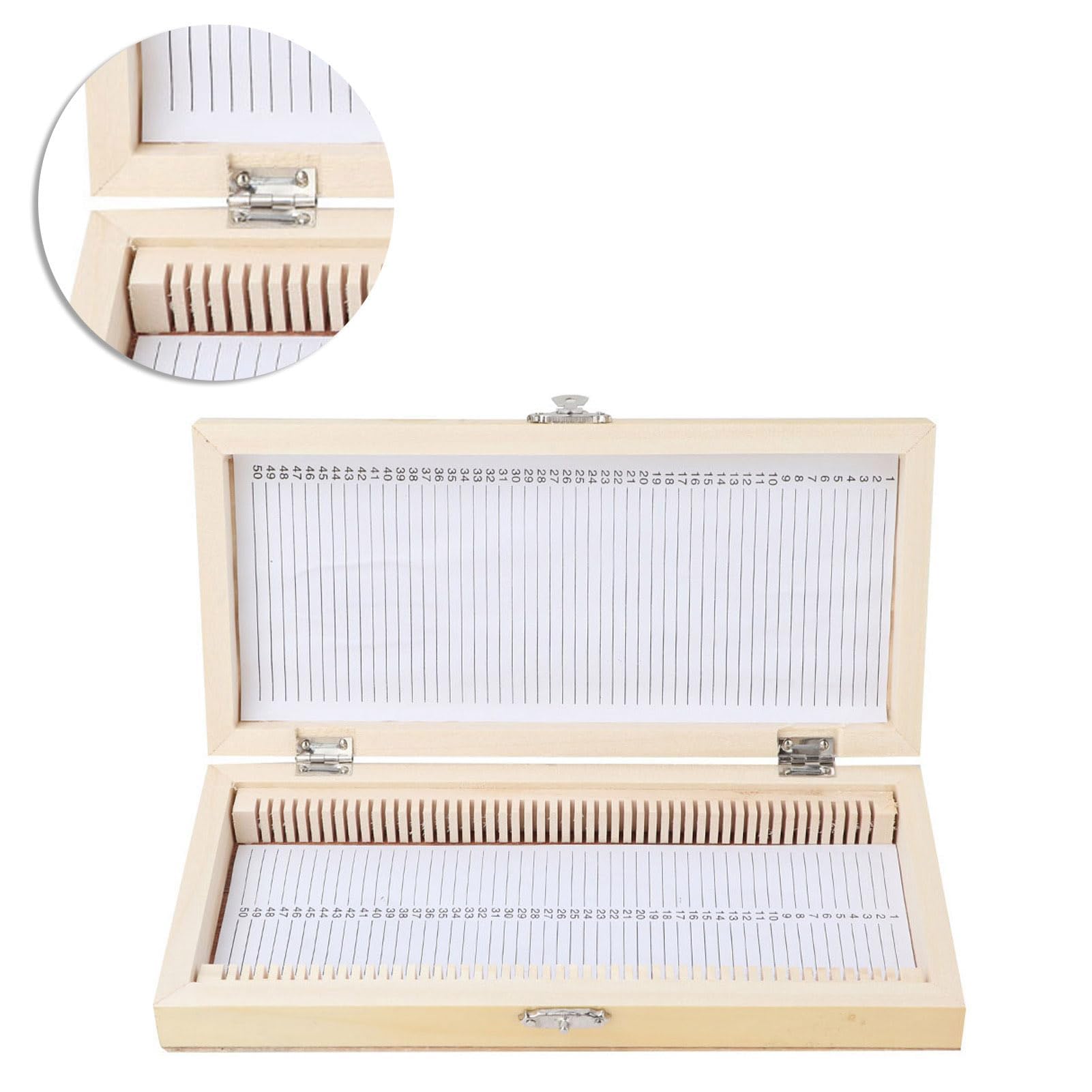 Coffret en Bois pour Lames de Microscope 50 Diapositives Boîte de Rangement 23x10,6x3,5cm