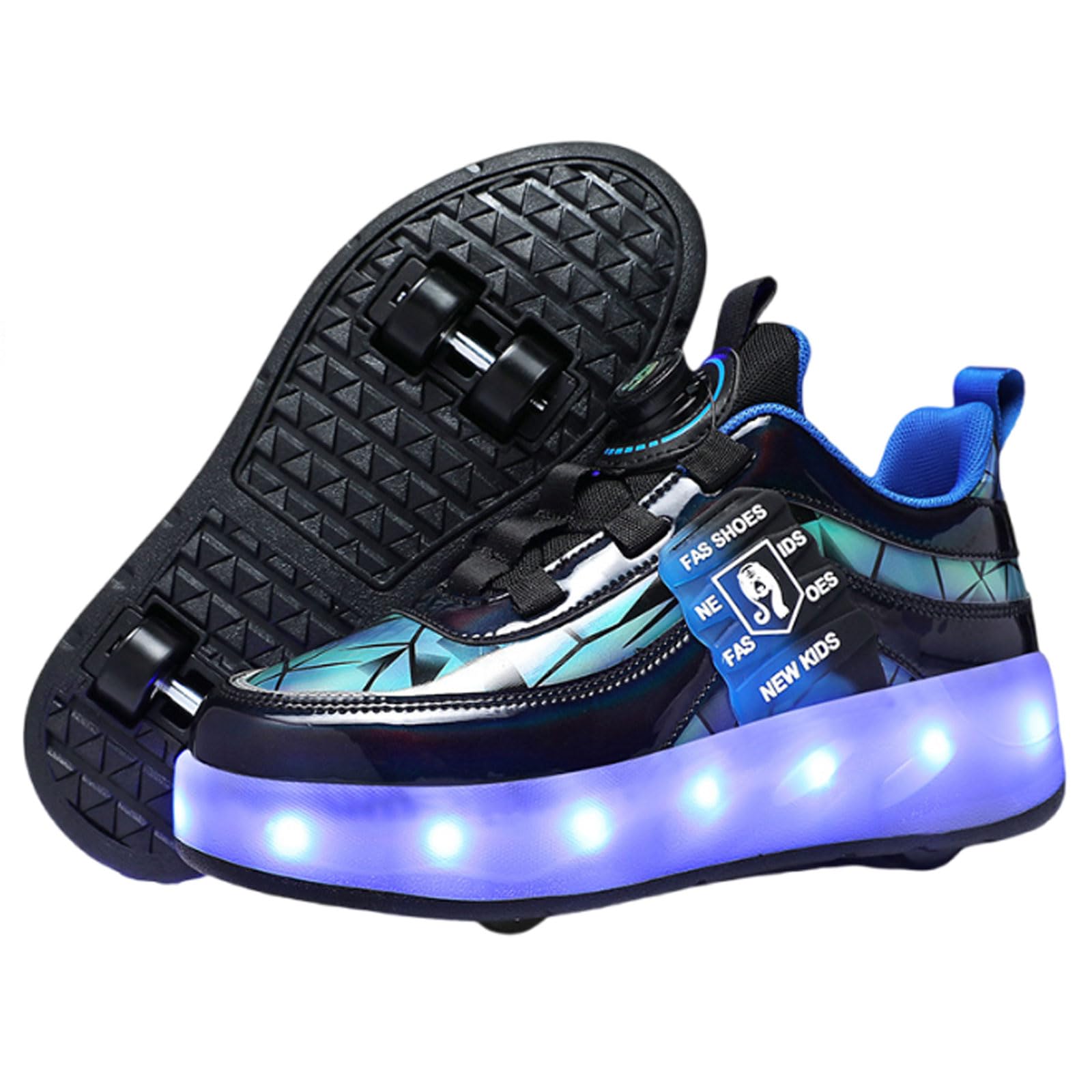 Zapatos con Ruedas para Niños y Niñas,Zapatillas de LED,Zapatillas Deportivas al Aire Libre con 4 Ruedas Retráctil,Recargables,Multiusos,para Regalos navideños creativos para niños