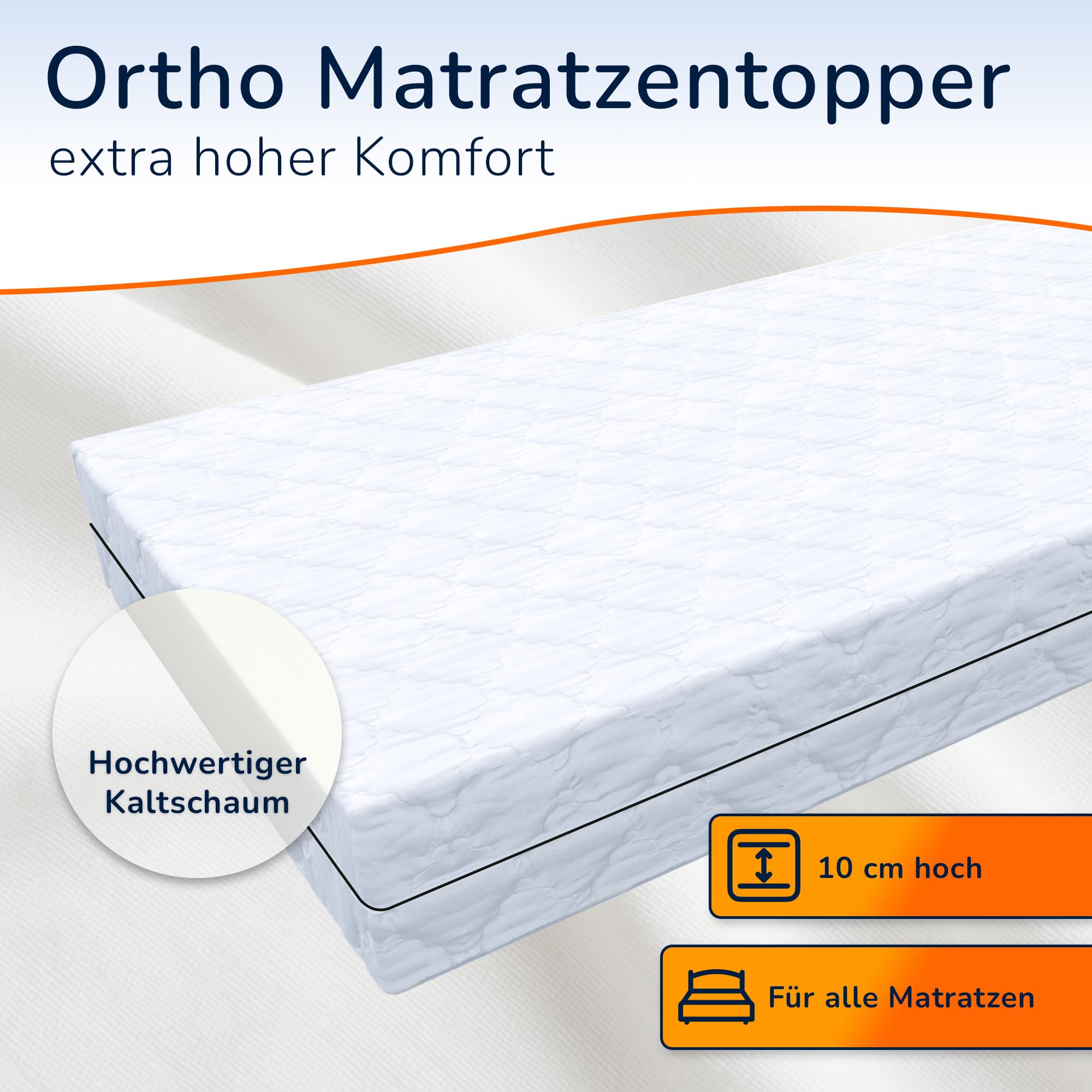 MSS e.K. Kaltschaum-Matratzentopper 200 x 200 cm - 10 cm Dicke Matratzenauflage | Matratzenschoner | Designed und produziert in Deutschland | Oeko-TEX Zertifiziert