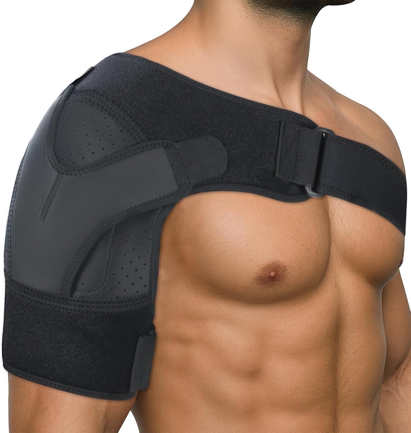 Flow fire Shoulder Support for Men and Women, Adjustable Shoulder Brace Strap for Relief Pain Fits Left and Right(S/M)