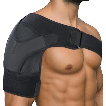 Flow fire Adjustable Shoulder Brace Neoprene Shoulder Support for Men and Women Shoulder Brace Pain Relief Fits Both Left or Right Shoulder S-M